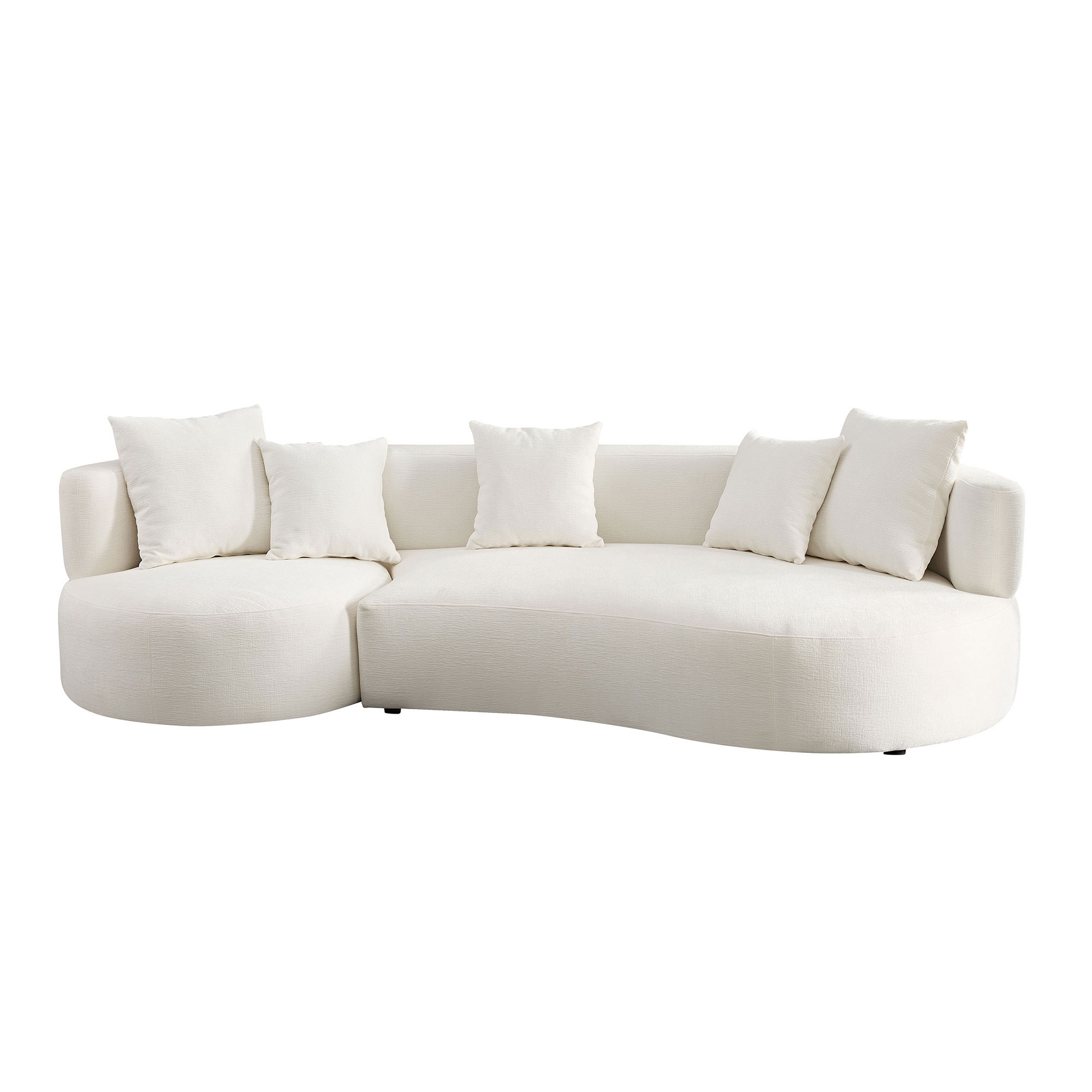 110.23 Inch Modern Sectional Curved Rotatable Sofa Couch, Swivel Sofa 360° Comfy Sofa for Living Room Bedroom,Upholstered 4-Seat Sofa Couch Fabric Cream Style Couch Set for Apartment,Beige