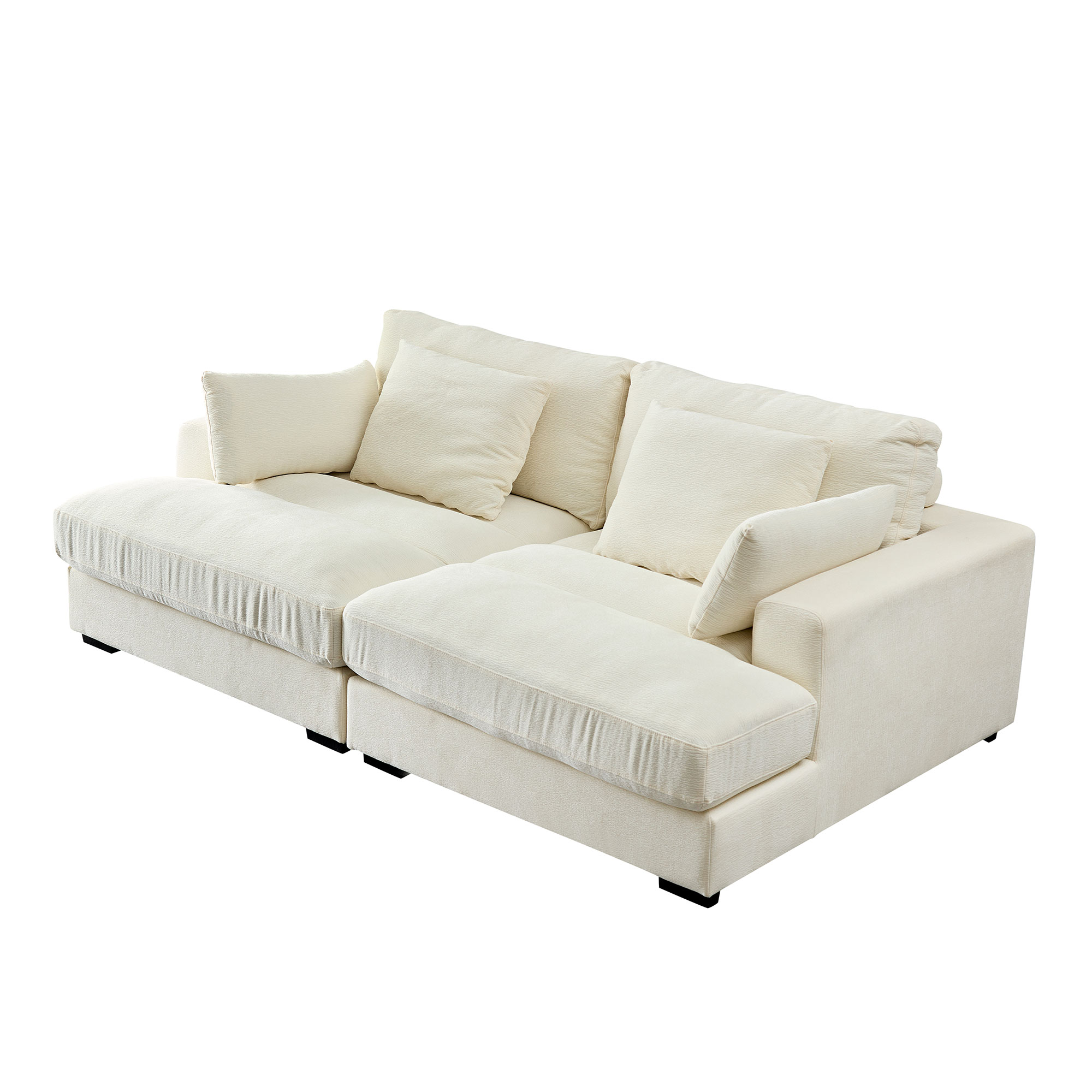 Comfor Daybed with Over Wide Sofa Bed,Modern Design Fabric Beanbag With Arms,Beige