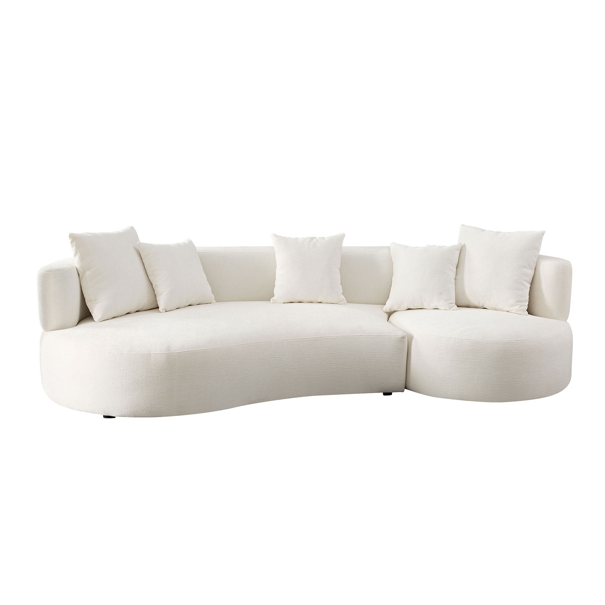 110.23 Inch Modern Sectional Curved Rotatable Sofa Couch, Swivel Sofa 360° Comfy Sofa for Living Room Bedroom,Upholstered 4-Seat Sofa Couch Fabric Cream Style Couch Set for Apartment,Beige