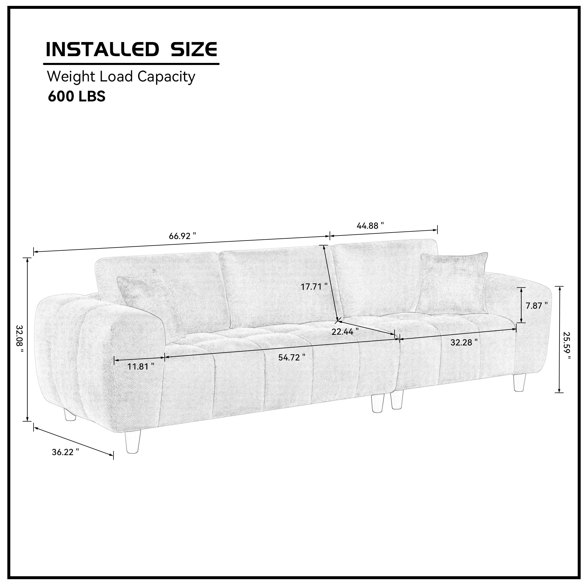 Convertible Sectional Sofa Couch, L Shaped Sofa with Fabric Couch,Modern Design Cream Style Marshmallow Sofa for Living Room and Office,Grey