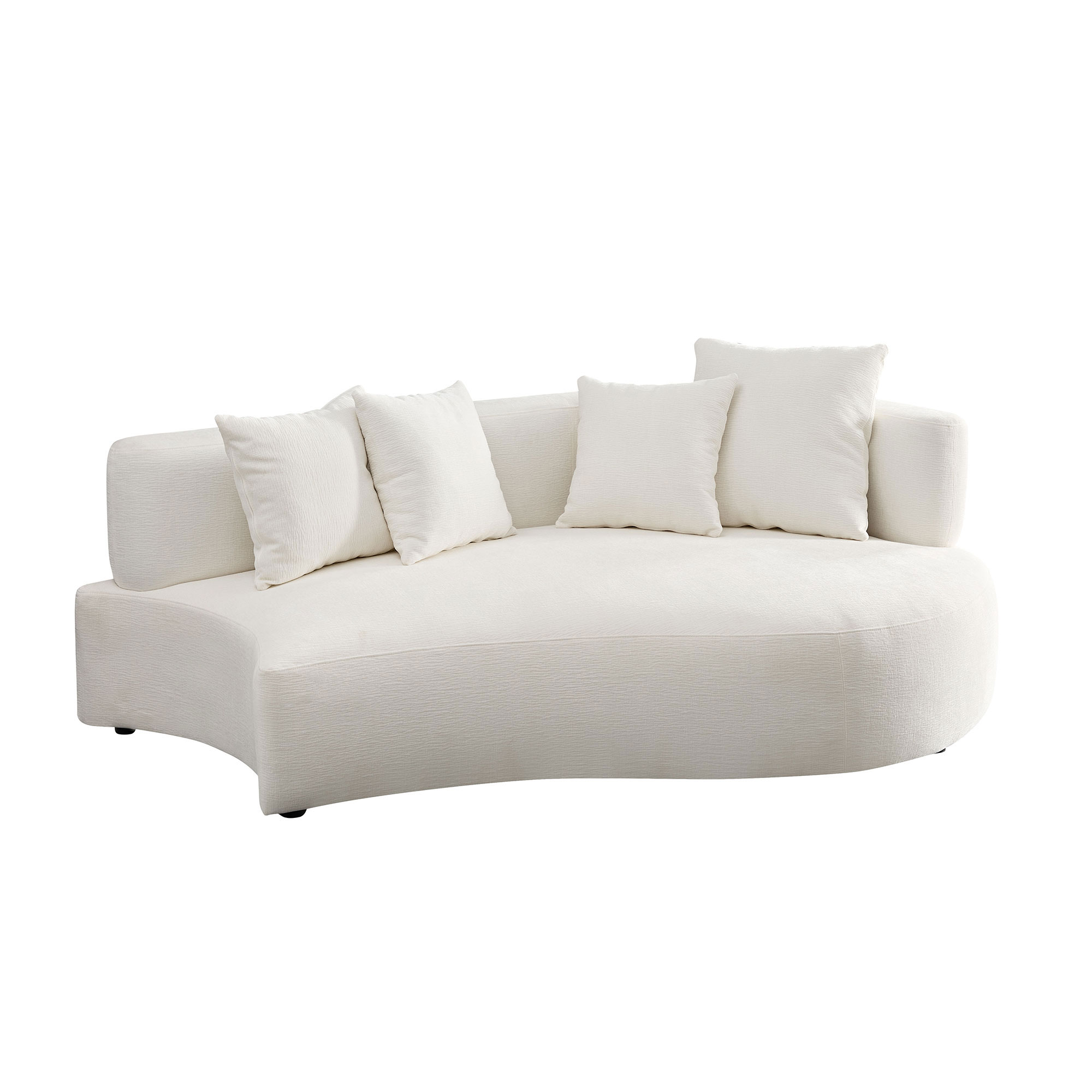 110.23 Inch Modern Sectional Curved Rotatable Sofa Couch, Swivel Sofa 360° Comfy Sofa for Living Room Bedroom,Upholstered 4-Seat Sofa Couch Fabric Cream Style Couch Set for Apartment,Beige