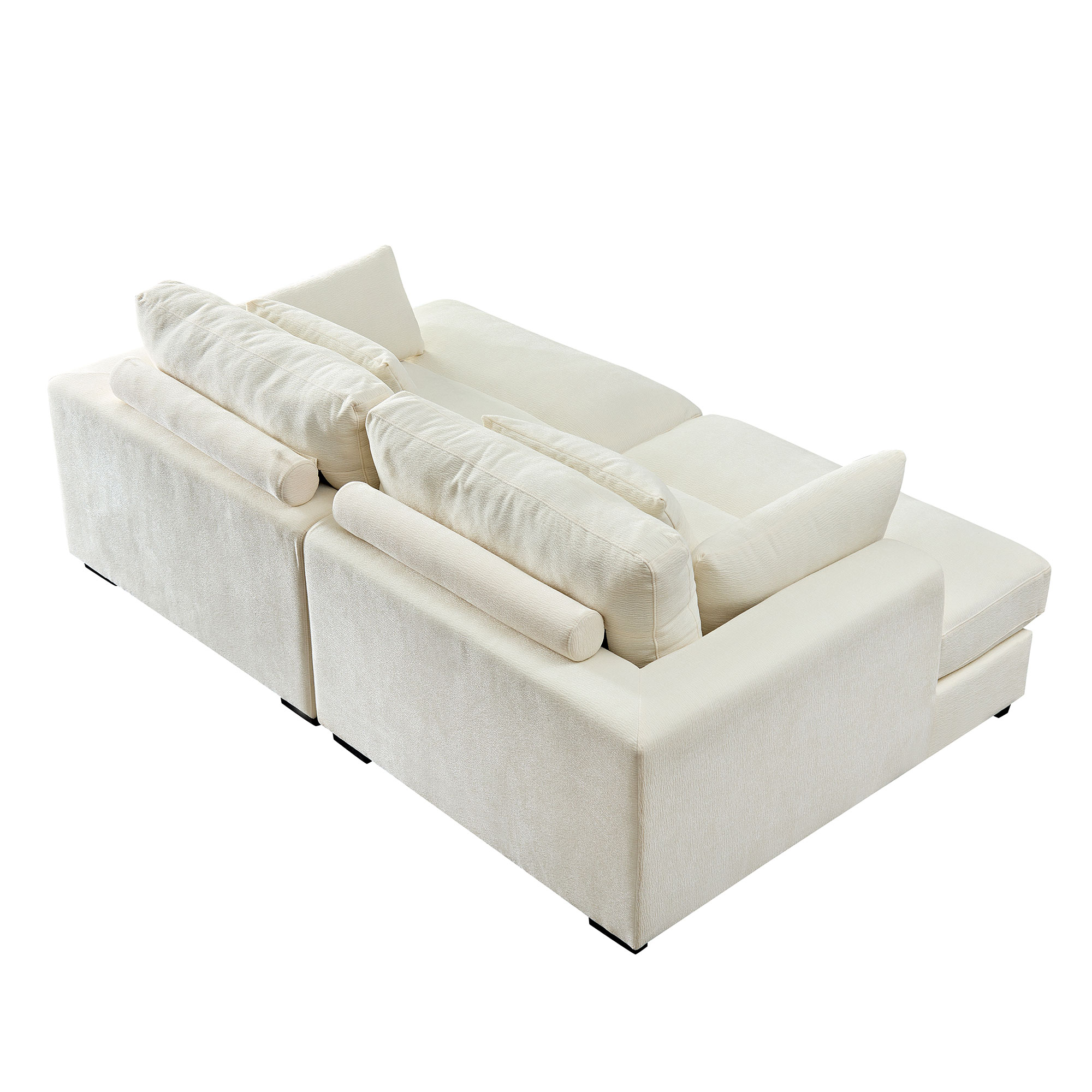 Comfor Daybed with Over Wide Sofa Bed,Modern Design Fabric Beanbag With Arms,Beige