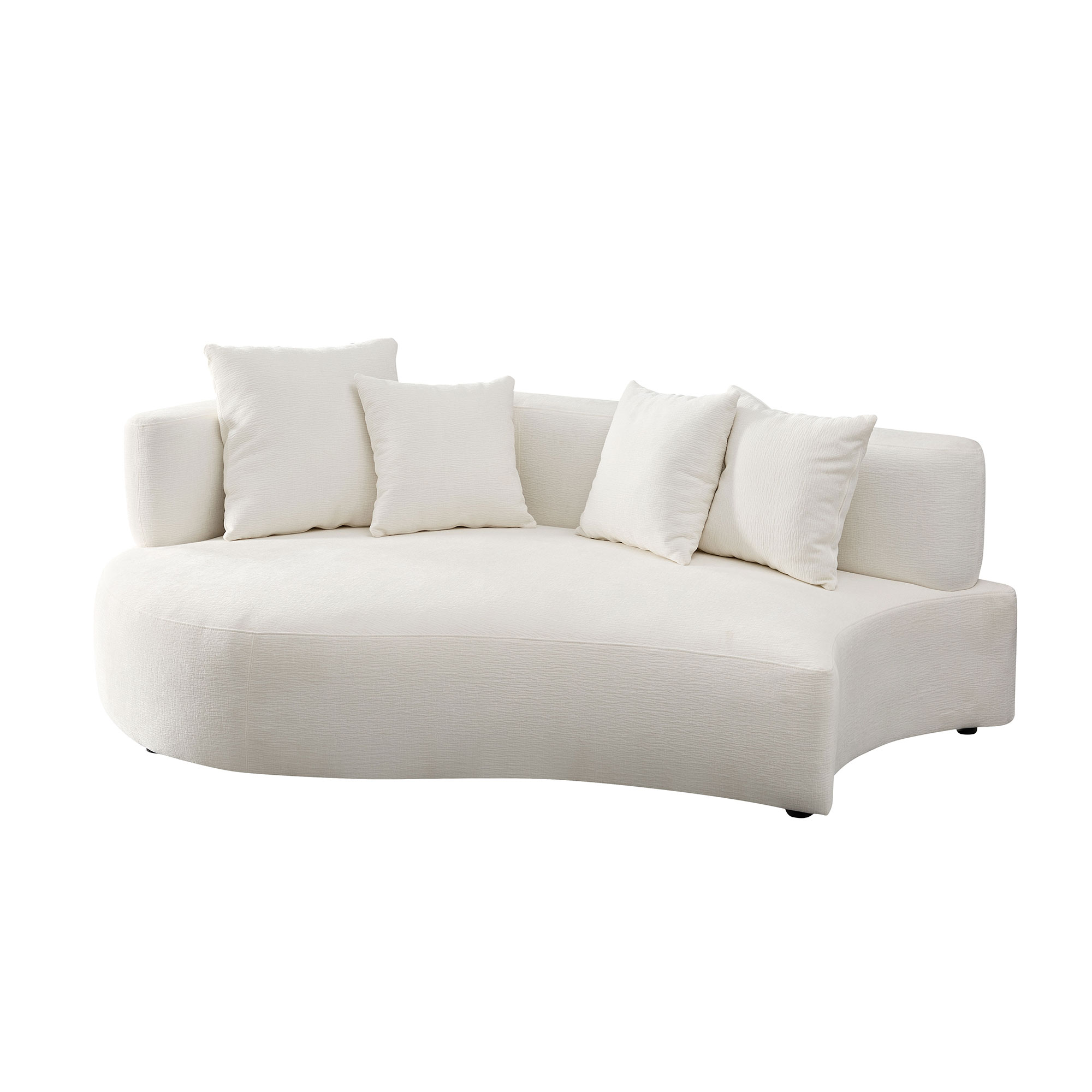 110.23 Inch Modern Sectional Curved Rotatable Sofa Couch, Swivel Sofa 360° Comfy Sofa for Living Room Bedroom,Upholstered 4-Seat Sofa Couch Fabric Cream Style Couch Set for Apartment,Beige