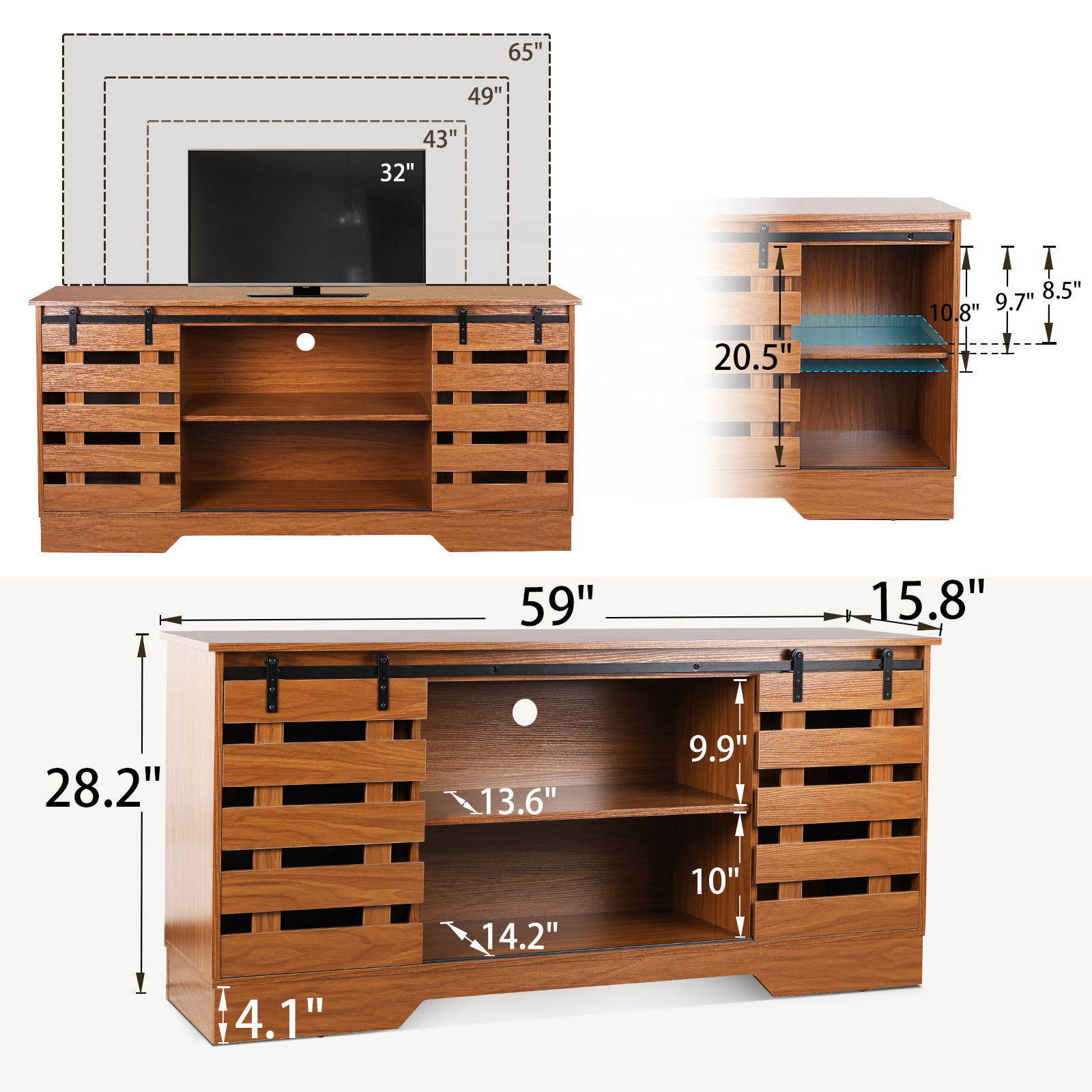 Farmhouse TV Stand for Televisions up to 65 Inches