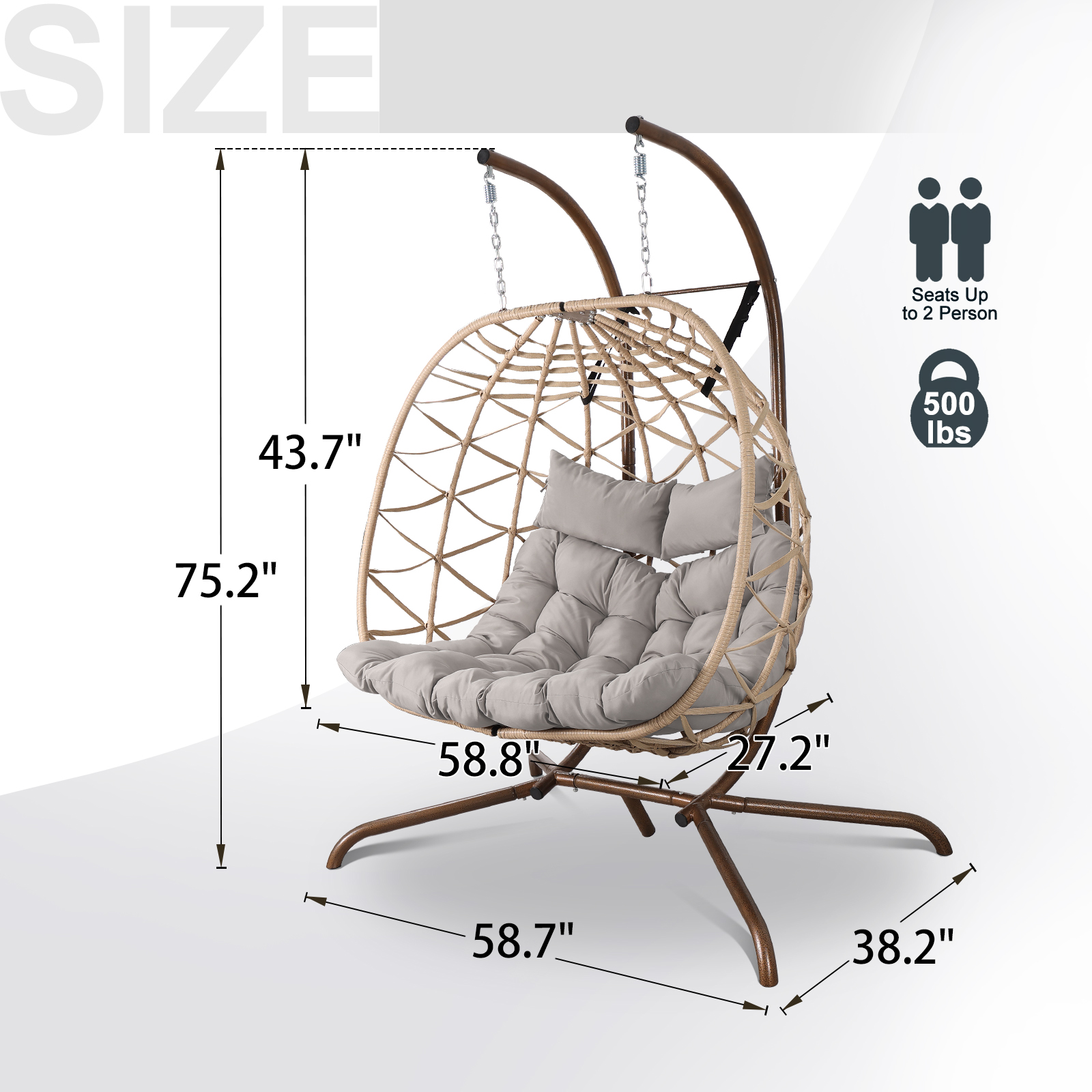 Outdoor Egg Swing Chair with Stand,Thick Cushions and Pillow