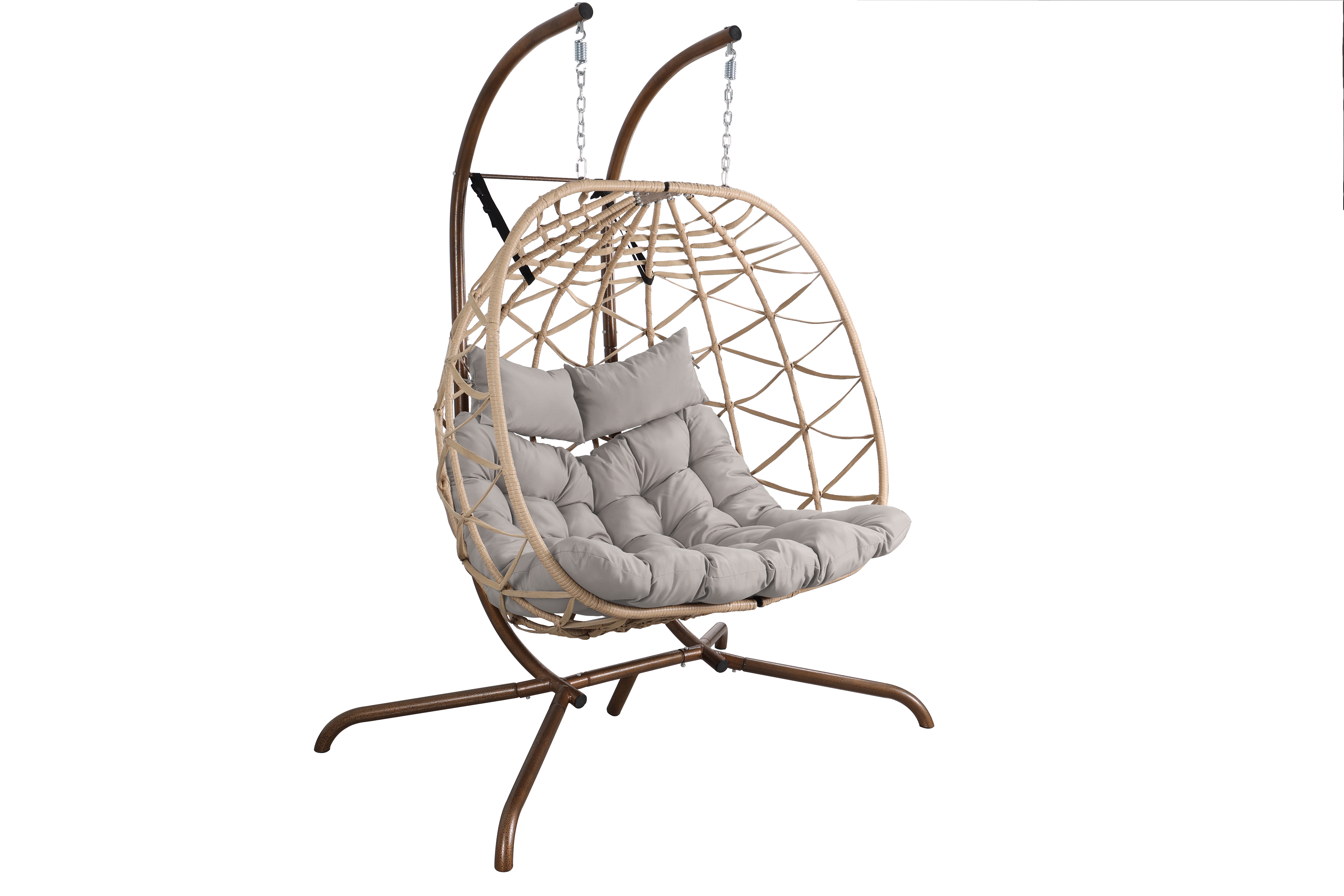 Outdoor Egg Swing Chair with Stand,Thick Cushions and Pillow