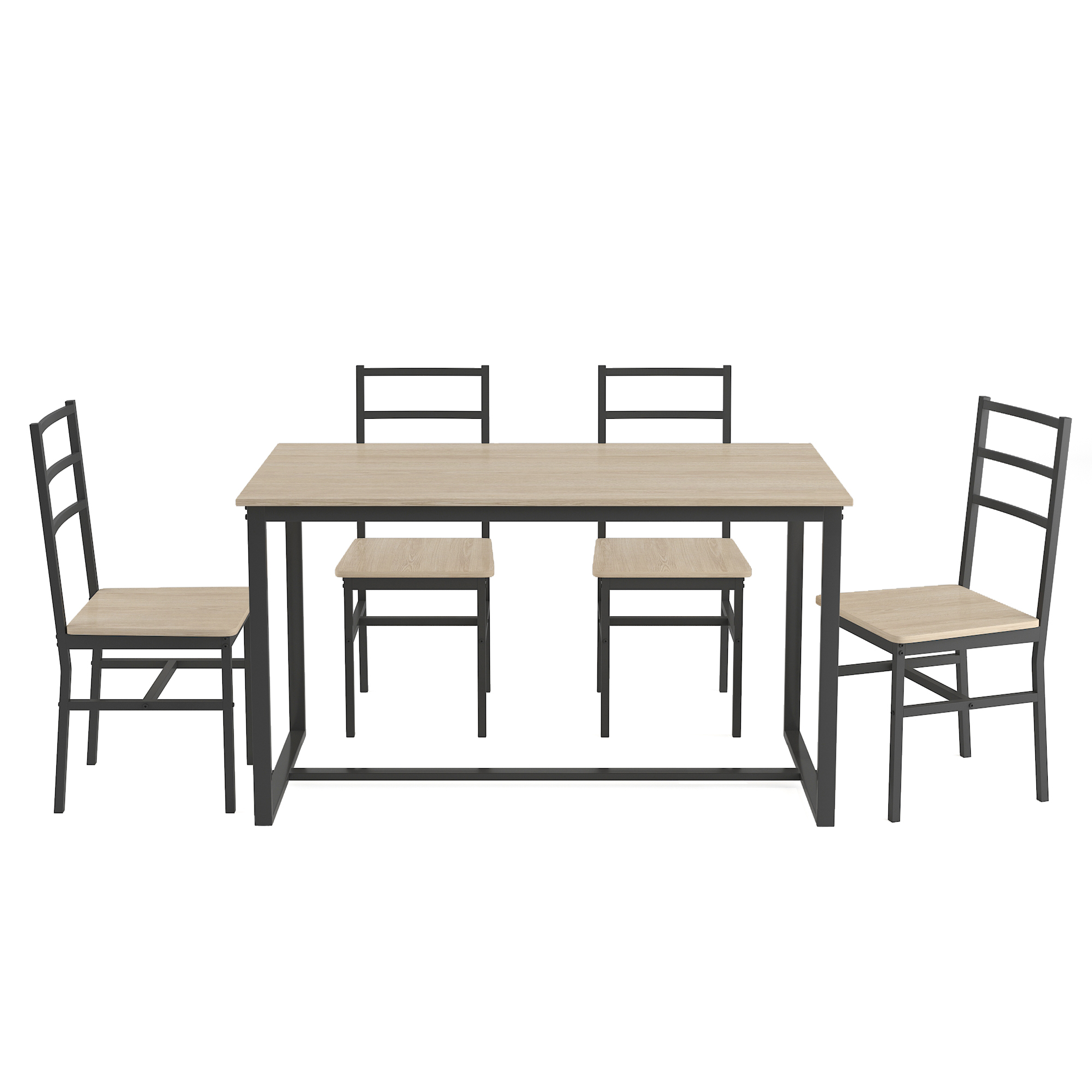 Five-piece set table and chair with backrest, industrial style, solid structure