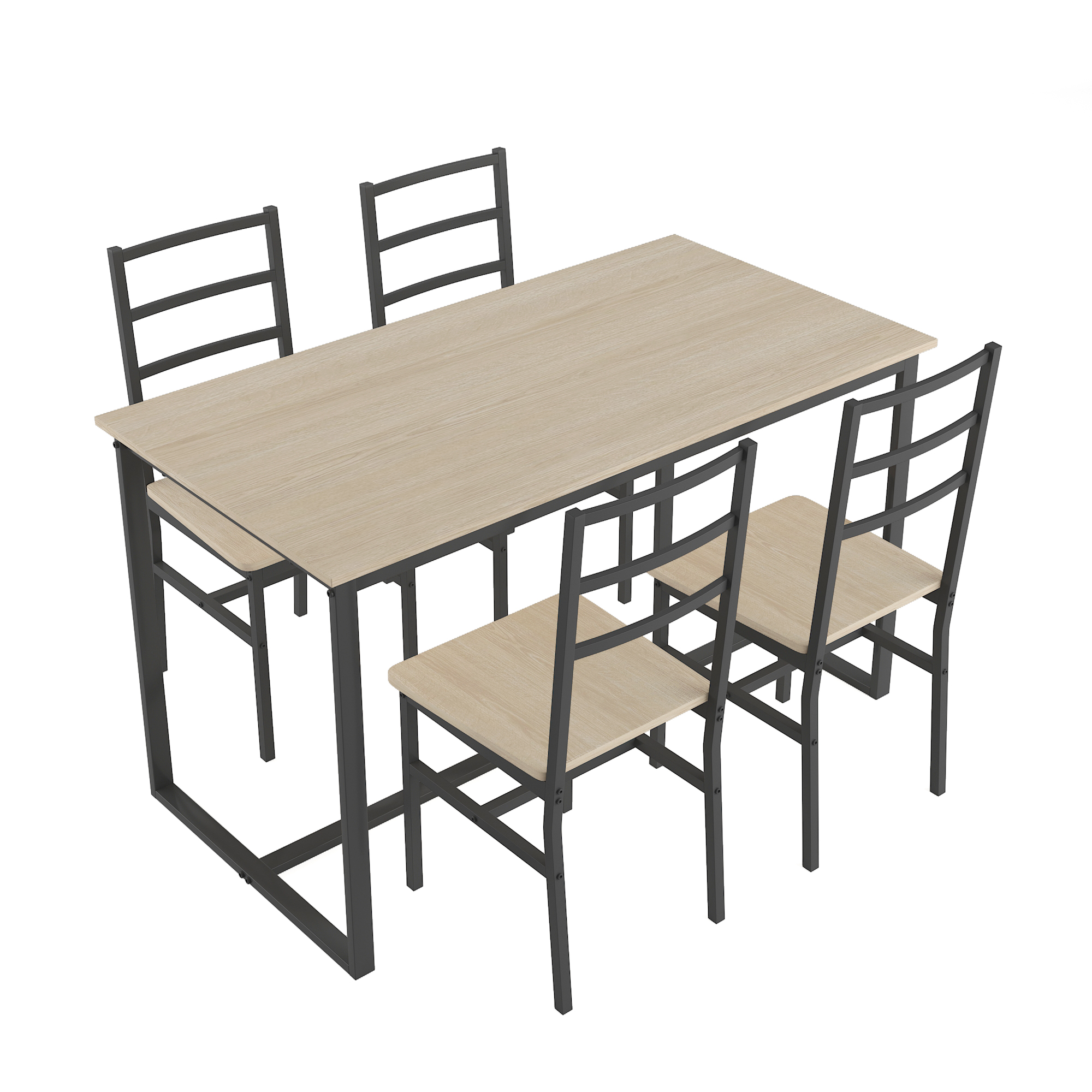 Five-piece set table and chair with backrest, industrial style, solid structure