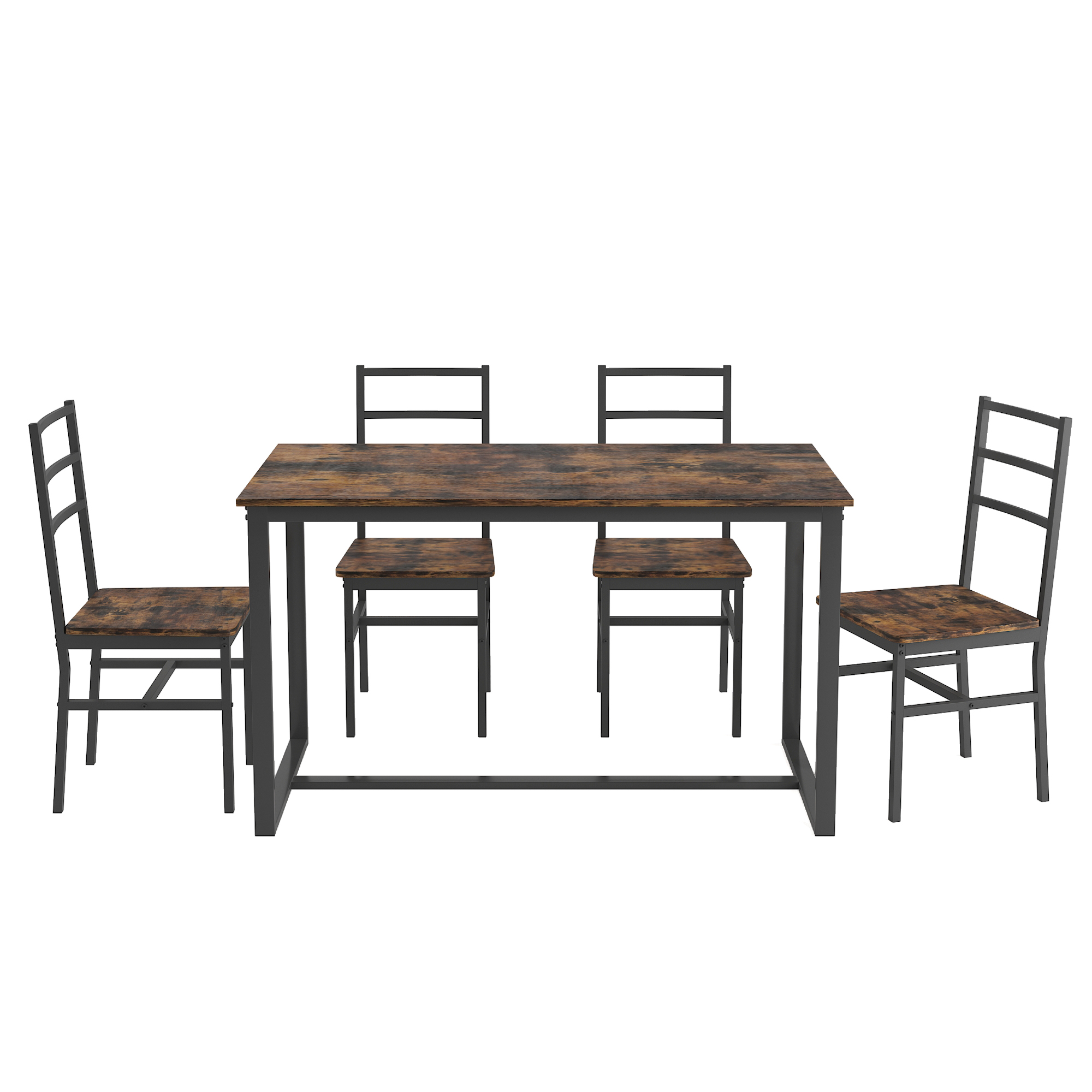 Five-piece set table and chair with backrest, industrial style, solid structure