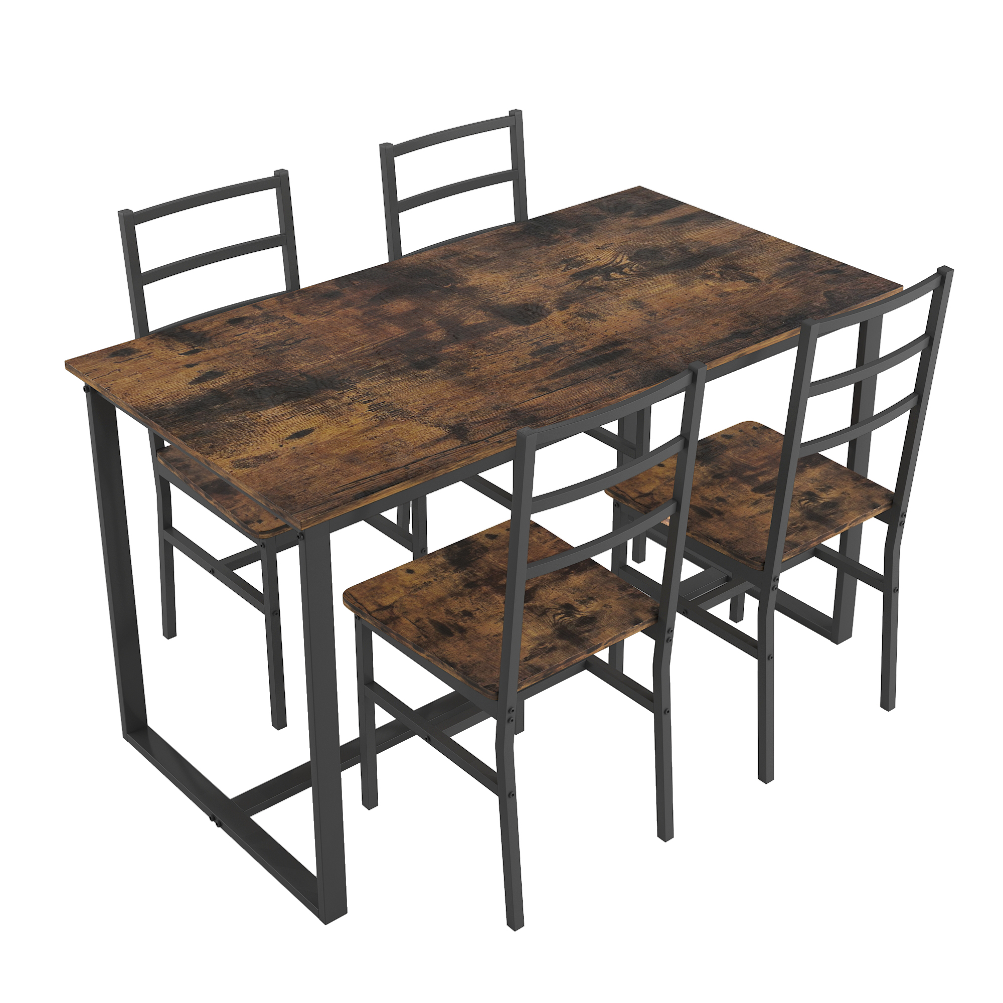 Five-piece set table and chair with backrest, industrial style, solid structure