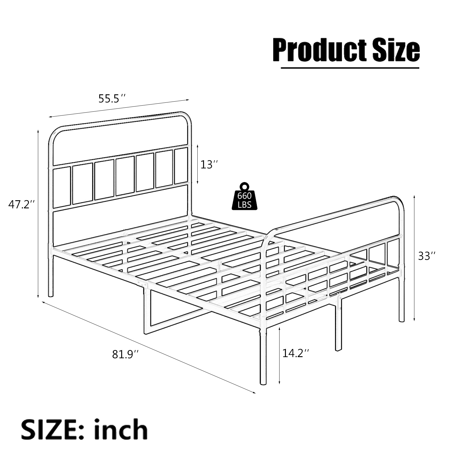 Metal Platform Bed frame with Headboard, Sturdy Metal Frame, No Box Spring Needed(Full)