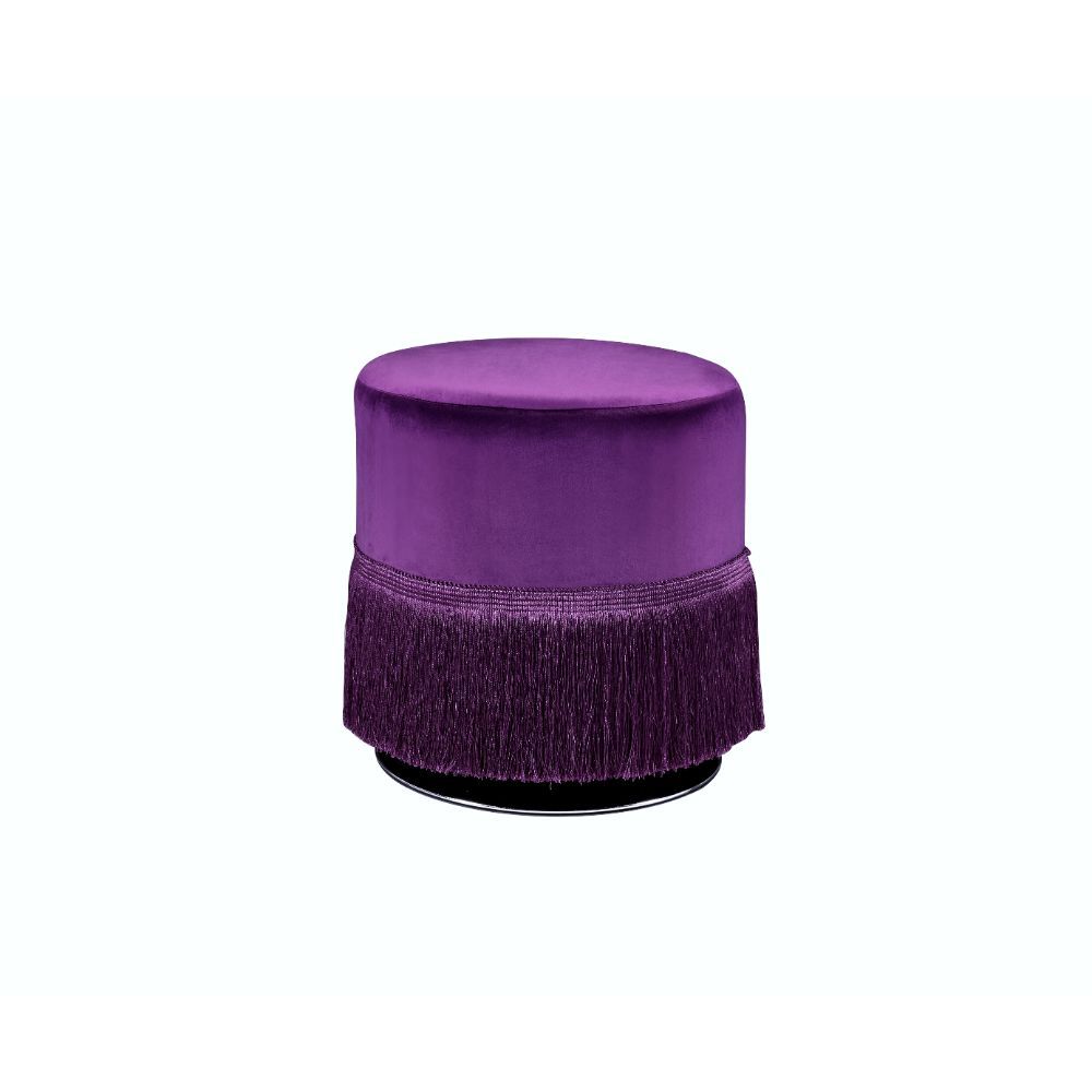 ACME Clivia Ottoman, Eggplant Velvet 96467