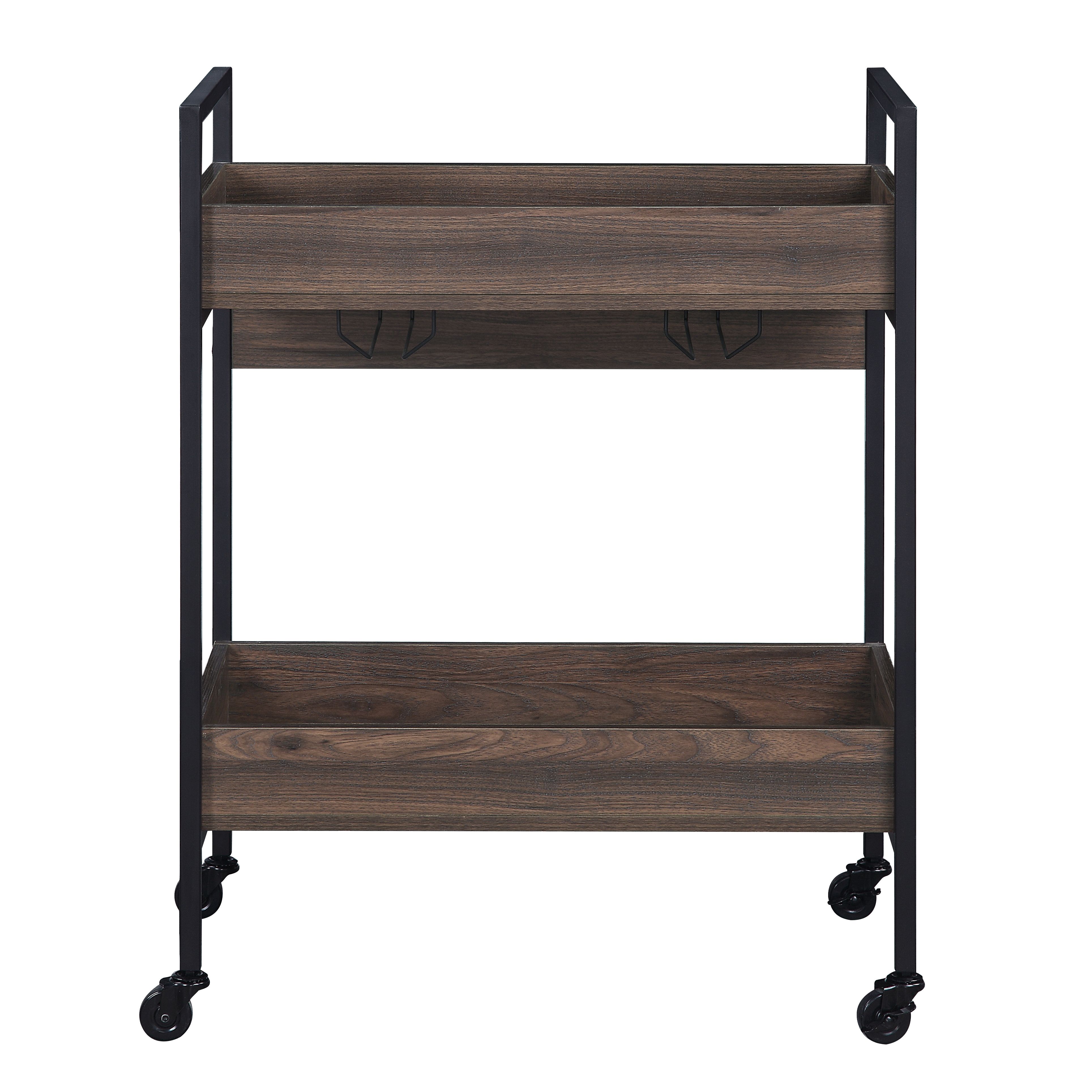 ACME Jerrick Serving Cart, Walnut & Black Finish AC00326