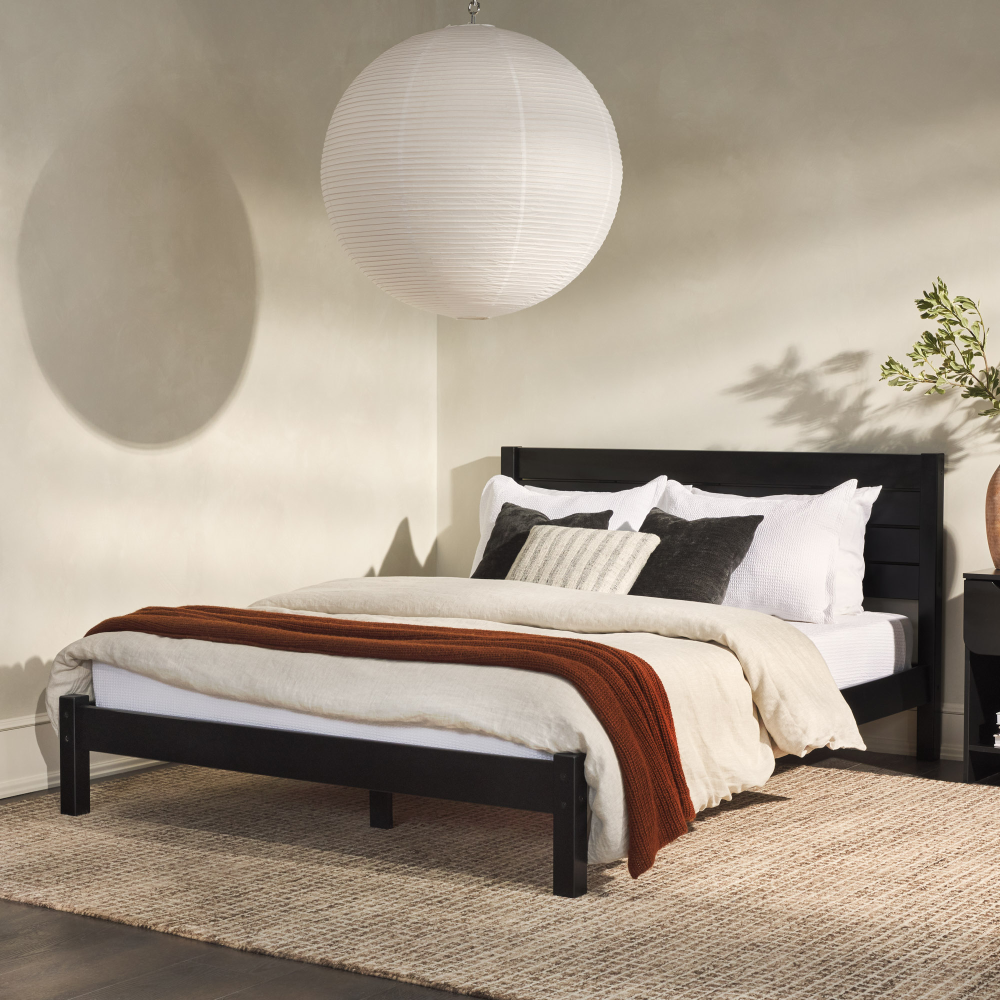 Modern Minimalist Boho Queen Bedframe – Black