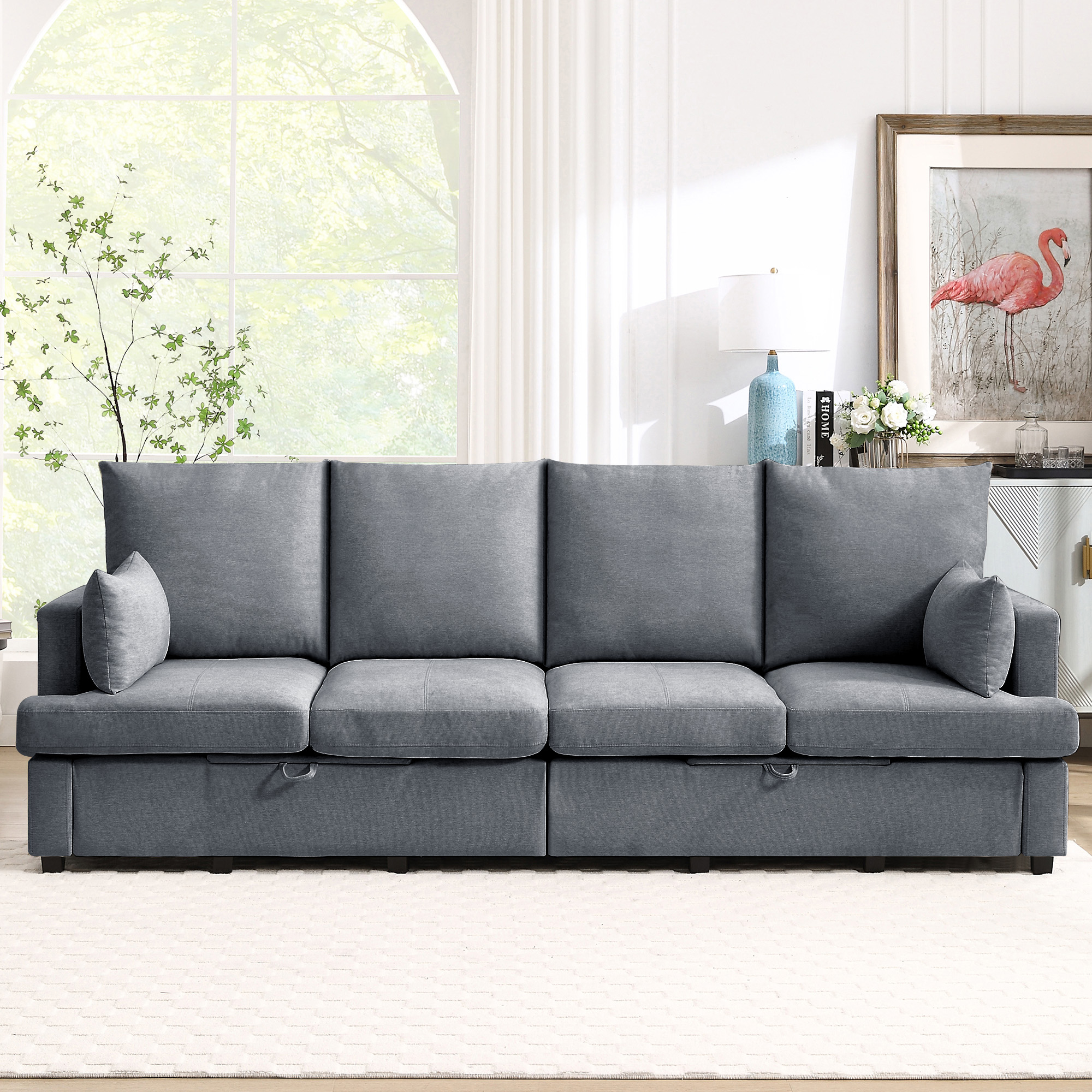 Modern Modular Sofa, 4 Seat Chenile sectional Couch Set with 2 pilows lncluded, freely CombinableIndoor Funiture for Living Room,Apartment, Office, 3 Colors