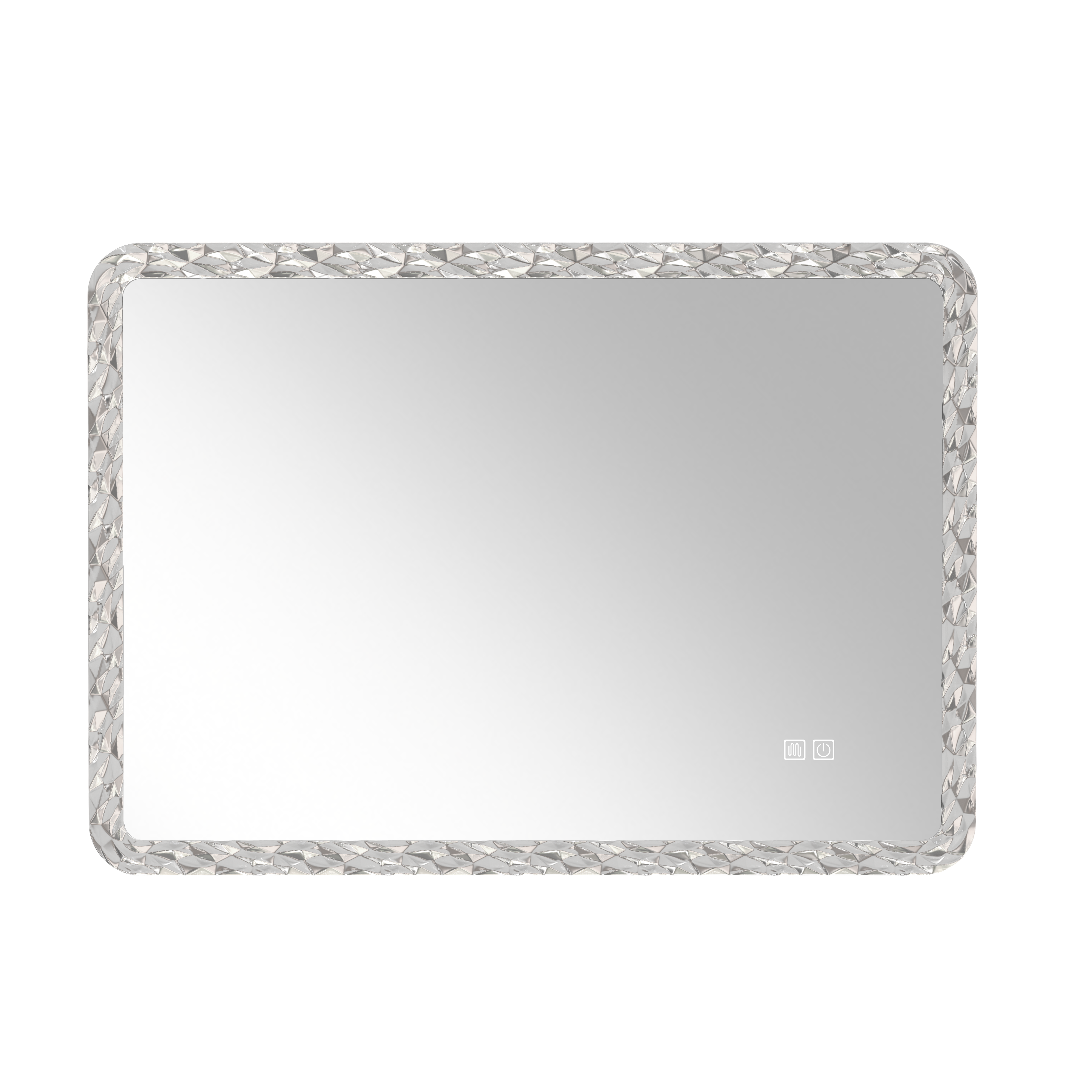 38.5X25 Inches Bathroom Mirror with LED Lights, Smart Mirror with Anti-Fog and Adjustable Brightness Function, Wall Mount Makeup Mirror with Crystal Acrylic Frame