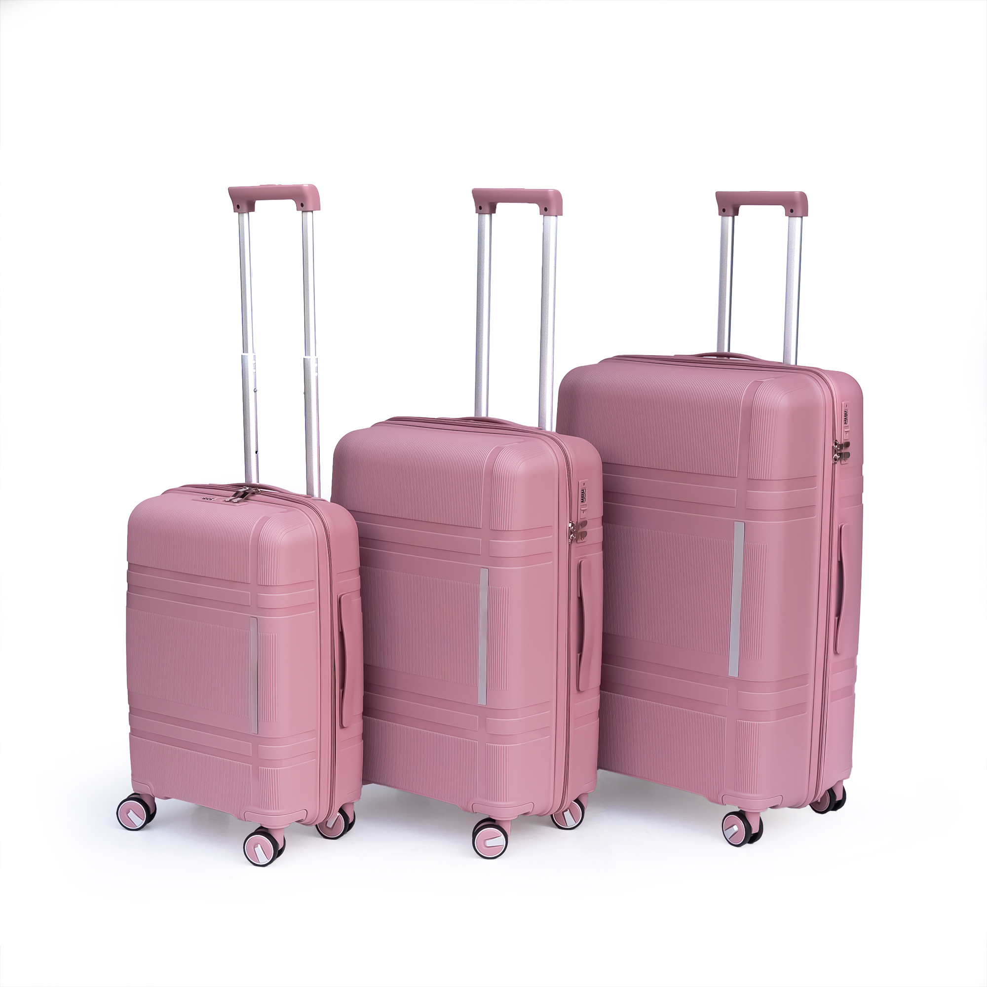 3 Piece Luggage Sets PP Lightweight Suitcase with Two Hooks, Spinner Wheels, (20/24/28) 2307