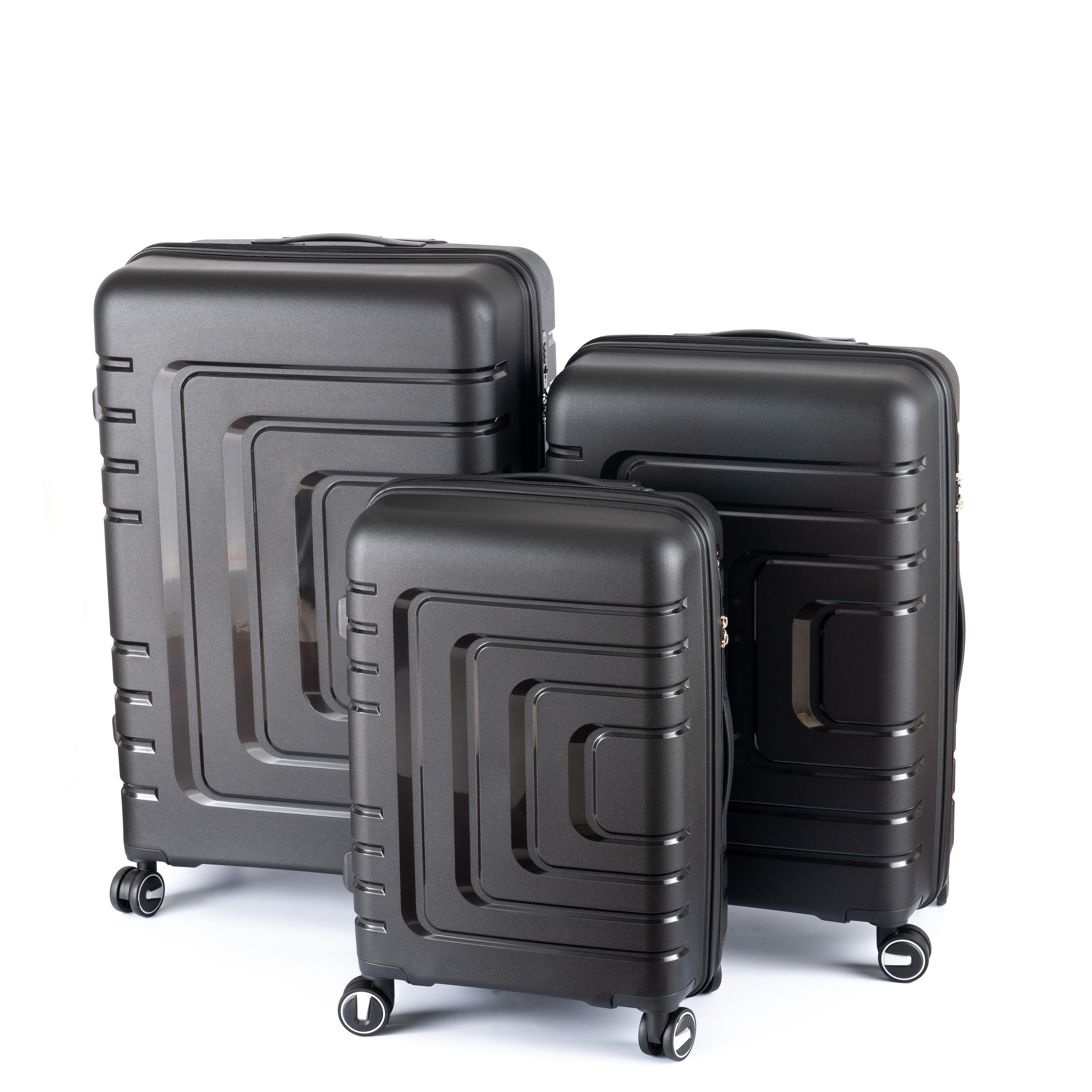 Hardshell Suitcase Spinner Wheels PP Luggage Sets Lightweight Durable Suitcase with TSA Lock,3-Piece Set (21/25/29)2305BLACK