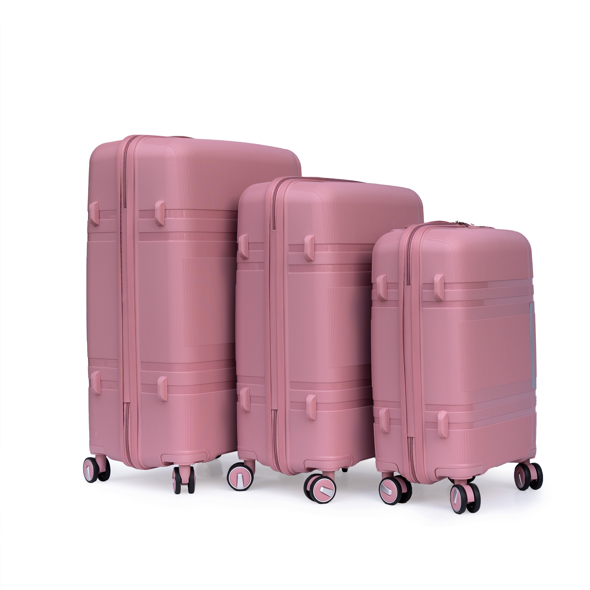 3 Piece Luggage Sets PP Lightweight Suitcase with Two Hooks, Spinner Wheels, (20/24/28) 2307