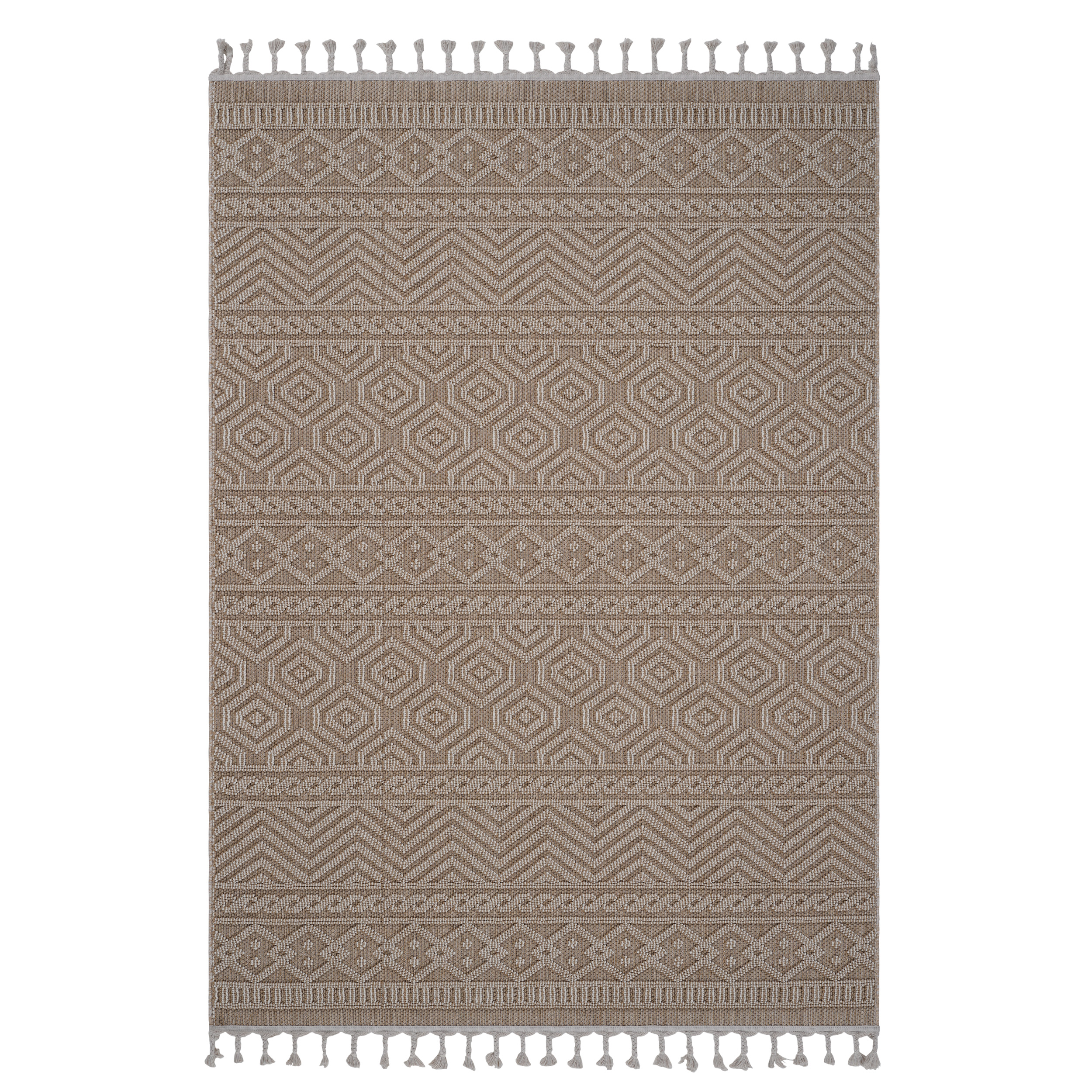 NAAR Guros Collection 5X7 Mocha /Geometric Indoor/Outdoor Area Rug