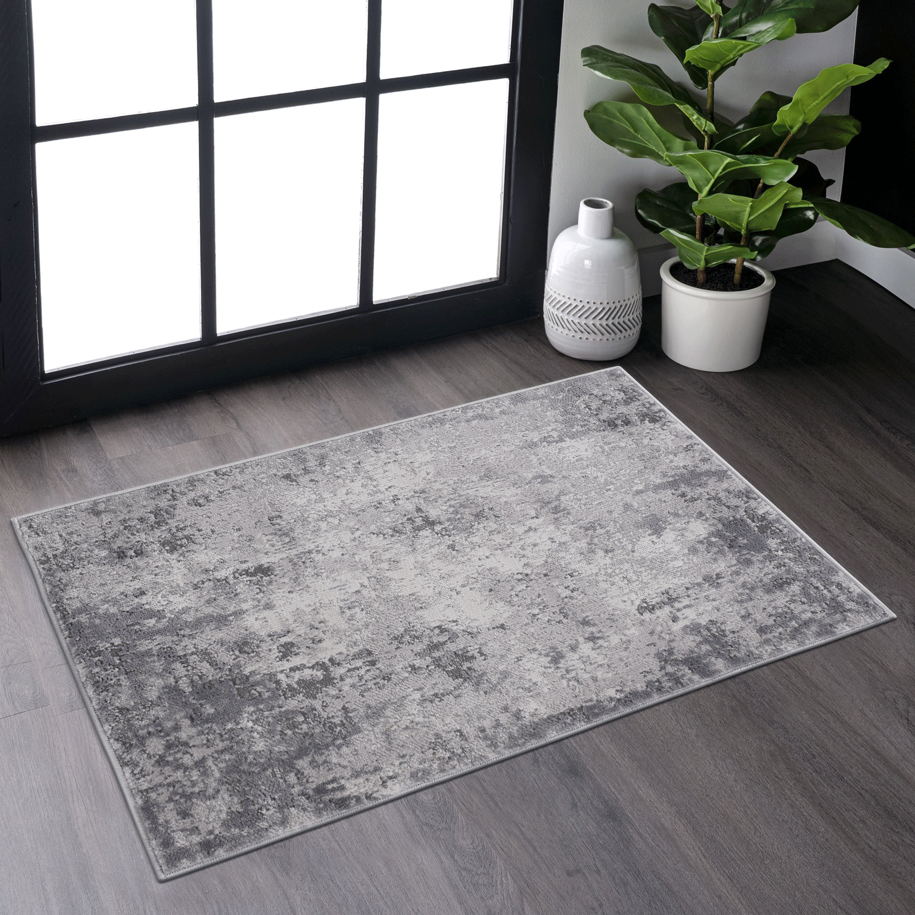 NAAR MARFI Collection 2X3 Light Grey/Abstract Non-Shedding Living Room Bedroom Dining Home Office Stylish and Stain Resistant Area Rug