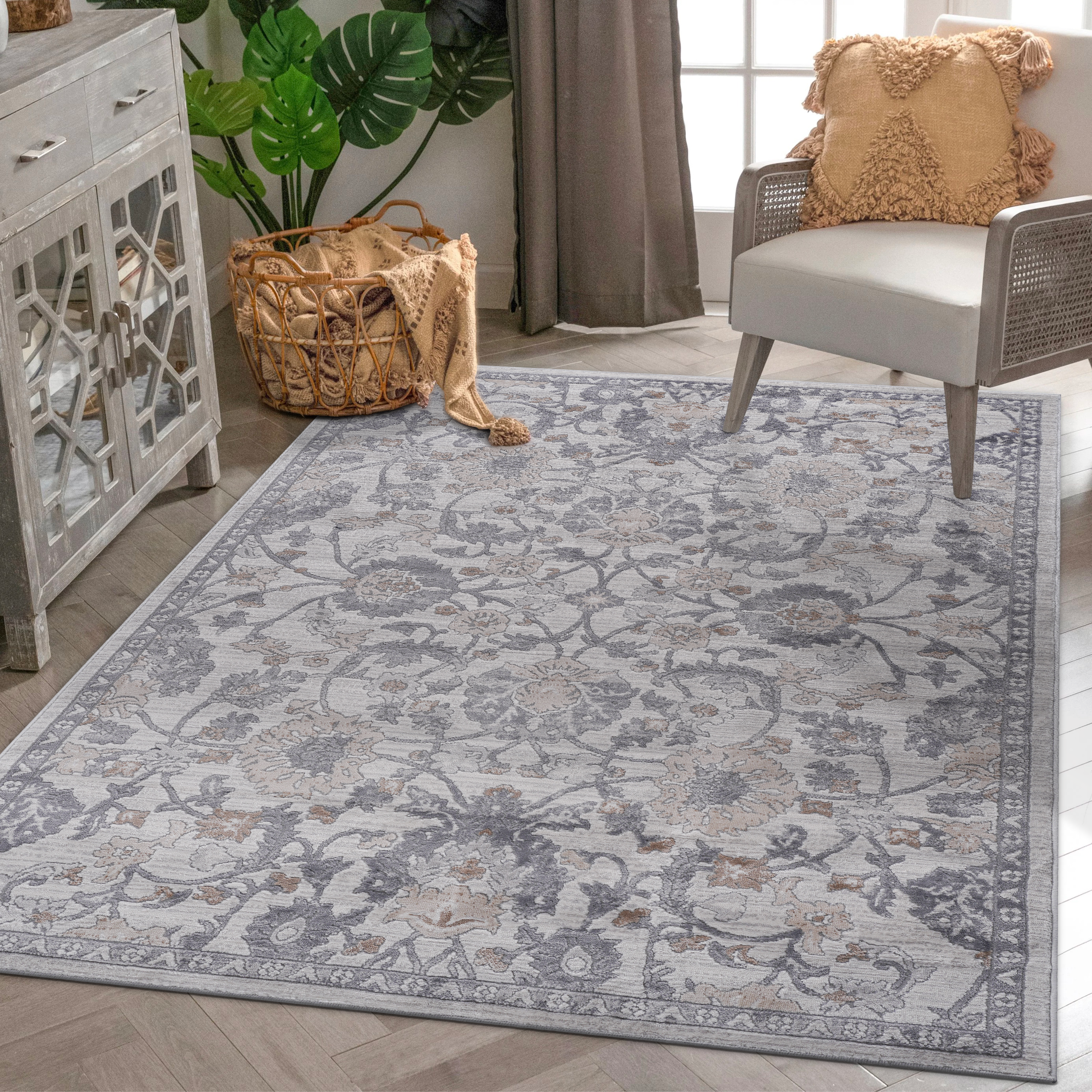 NAAR MARFI Collection 5X7 Sand/Ivory/Oriental Non-Shedding Living Room Bedroom Dining Home Office Stylish and Stain Resistant Area Rug