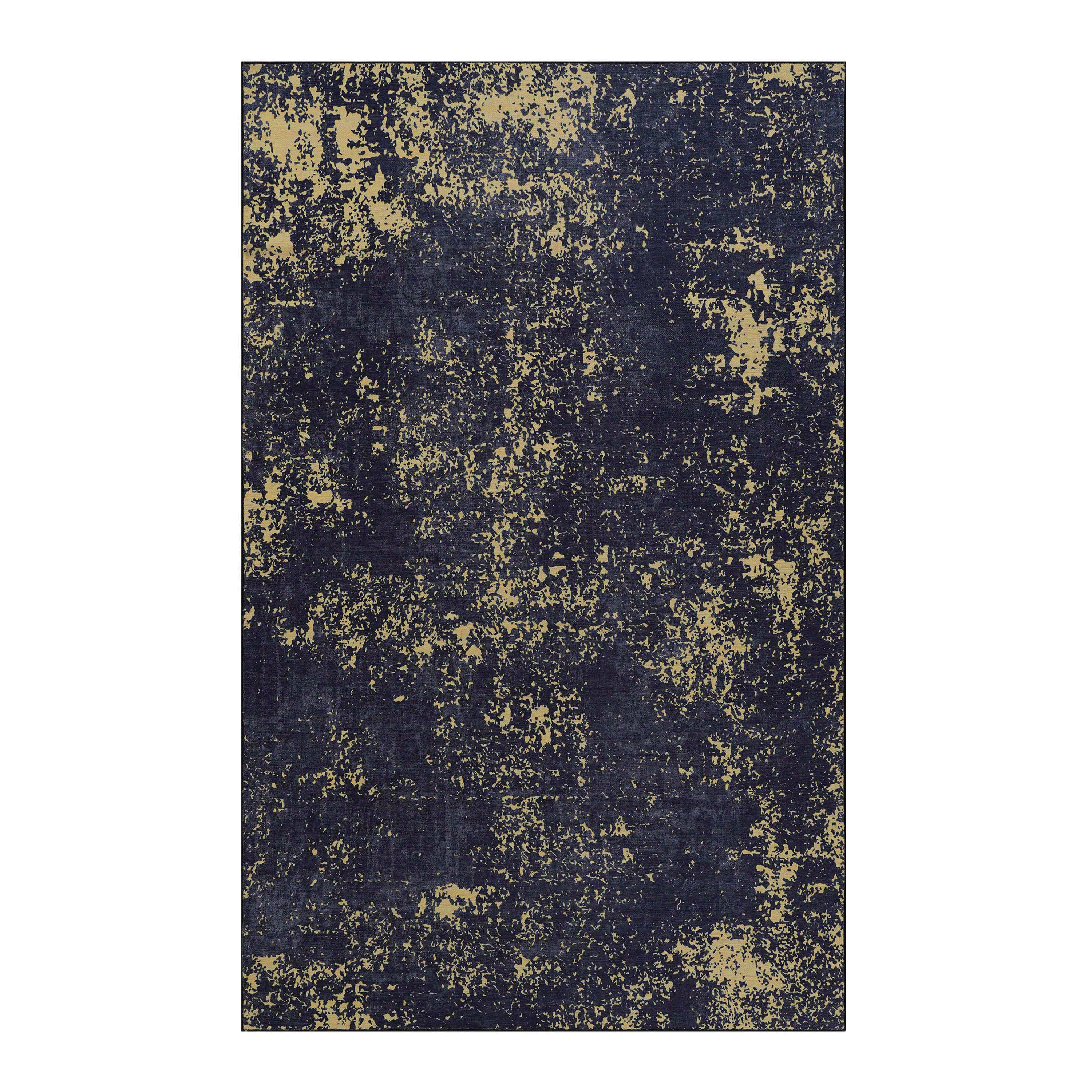 Naar 2x3 Machine Washable Area Rugs, Low-Pile, Non-Slip, Non-Shedding, Foldable, Kid & Pet Friendly - Area Rugs for living room, bedroom, kitchen, dining room rug - Perfect Gift, (Black+Gold, 2' x 3')