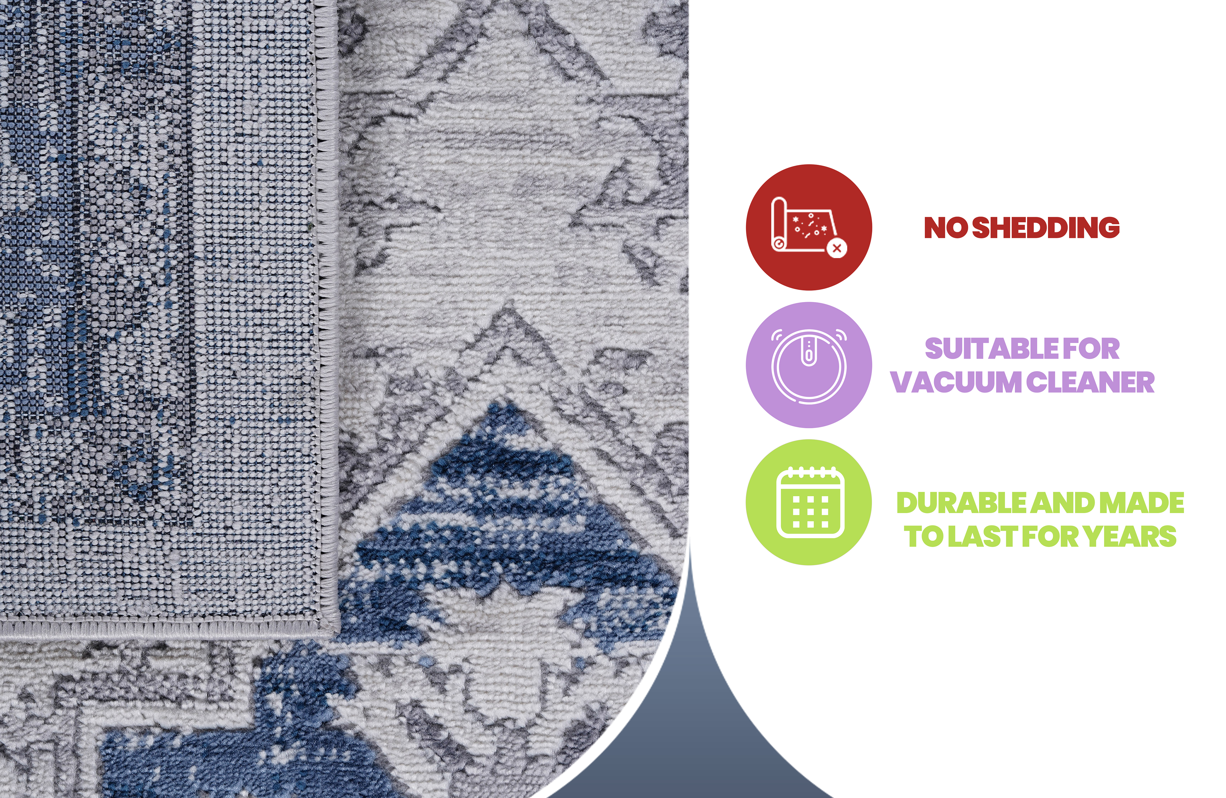 NAAR MARFI Collection 6X9 Blue/Grey/Oriental Non-Shedding Living Room Bedroom Dining Home Office Stylish and Stain Resistant Area Rug