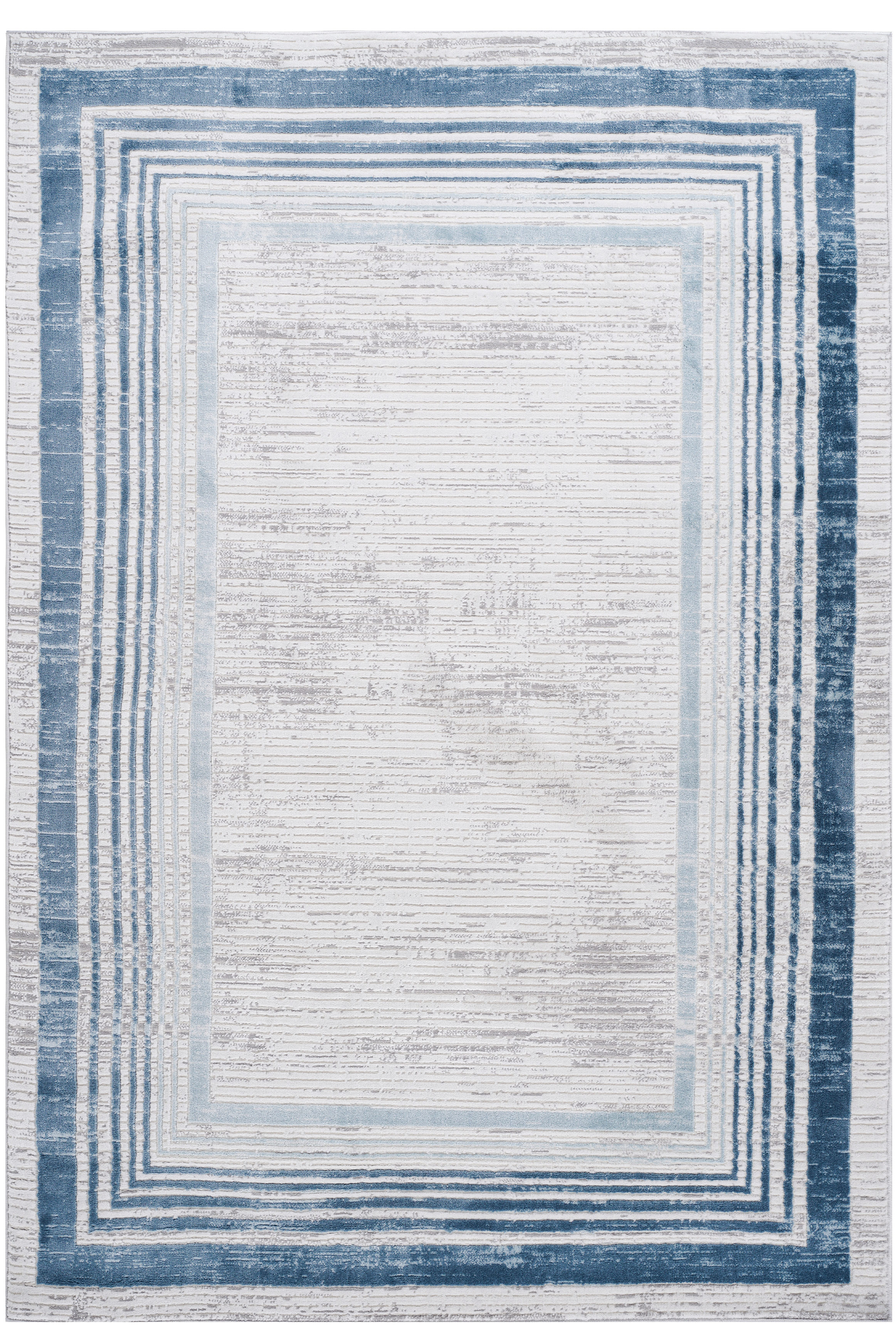 NAAR MARFI Collection 2X3 Blue/Ivory/Bordered Non-Shedding Living Room Bedroom Dining Home Office Stylish and Stain Resistant Area Rug