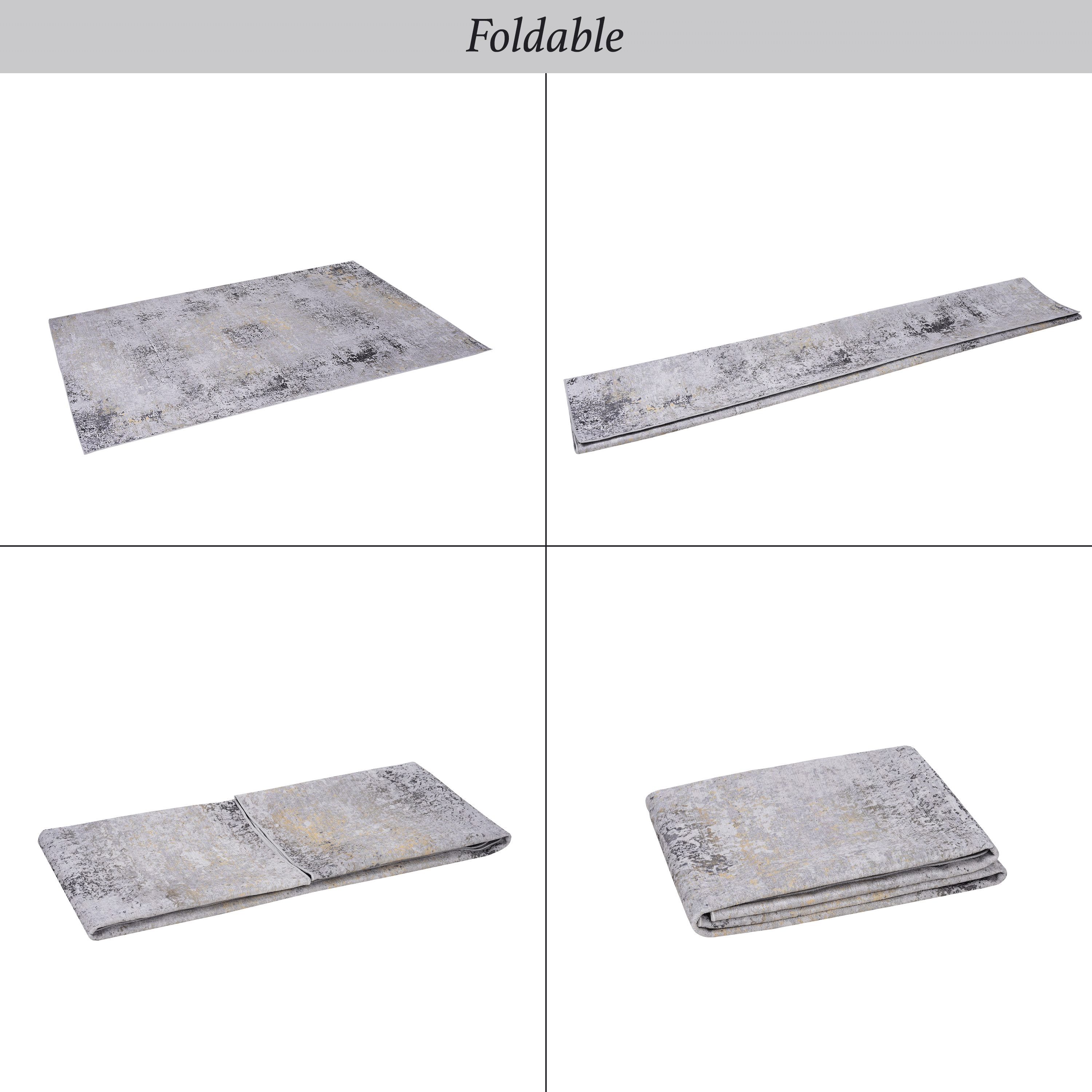 Naar 2x3, Machine Washable Area Rugs, Low-Pile, Non-Slip, Non-Shedding, Foldable, Kid & Pet Friendly - Area Rugs for living room, bedroom, kitchen, dining room rug - Perfect Gift, (Gray/Gold, 2' x 3')