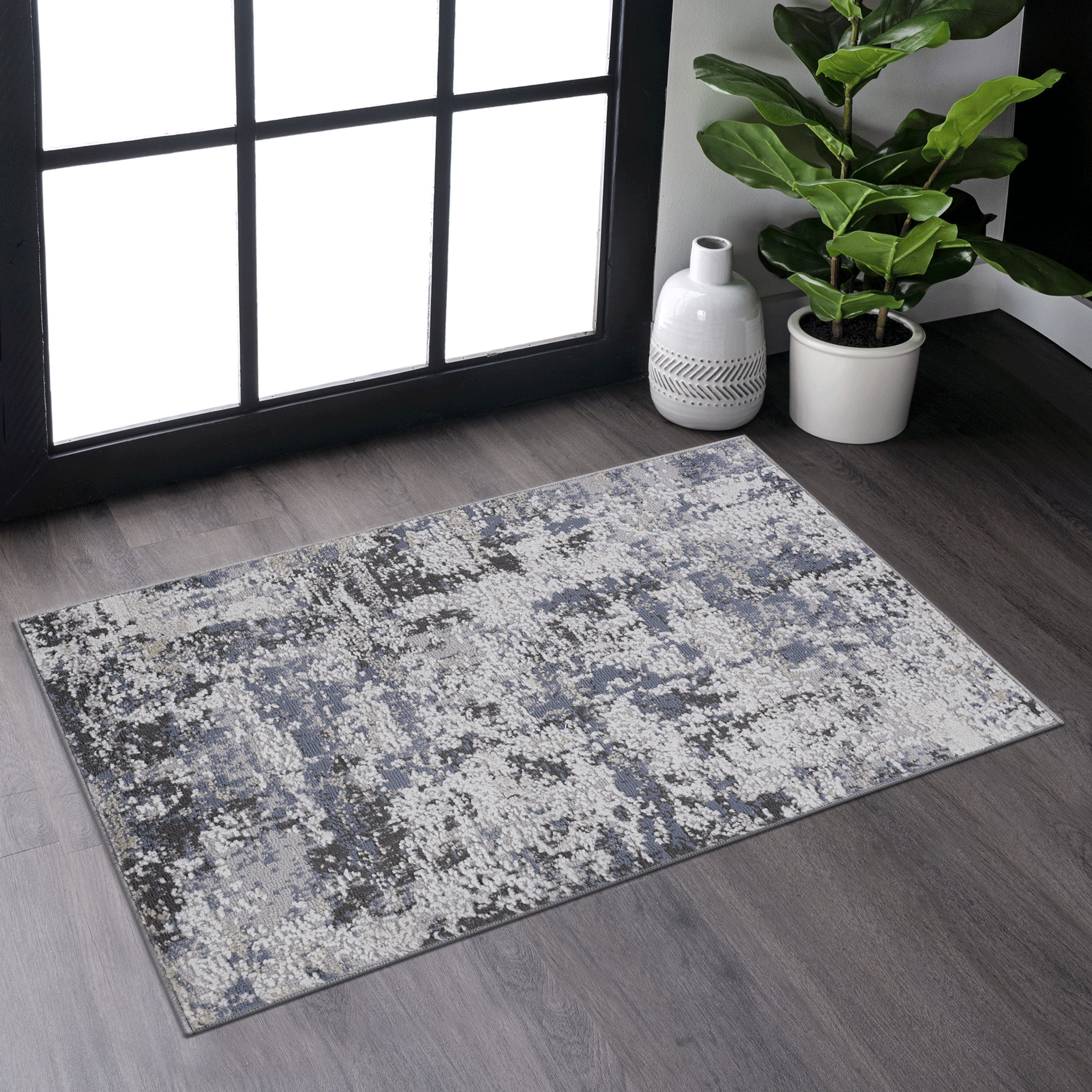 NAAR PAYAS Collection 2X3 Grey/Denim/Traditional Non-Shedding Living Room Bedroom Dining Home Office Stylish and Stain Resistant Area Rug