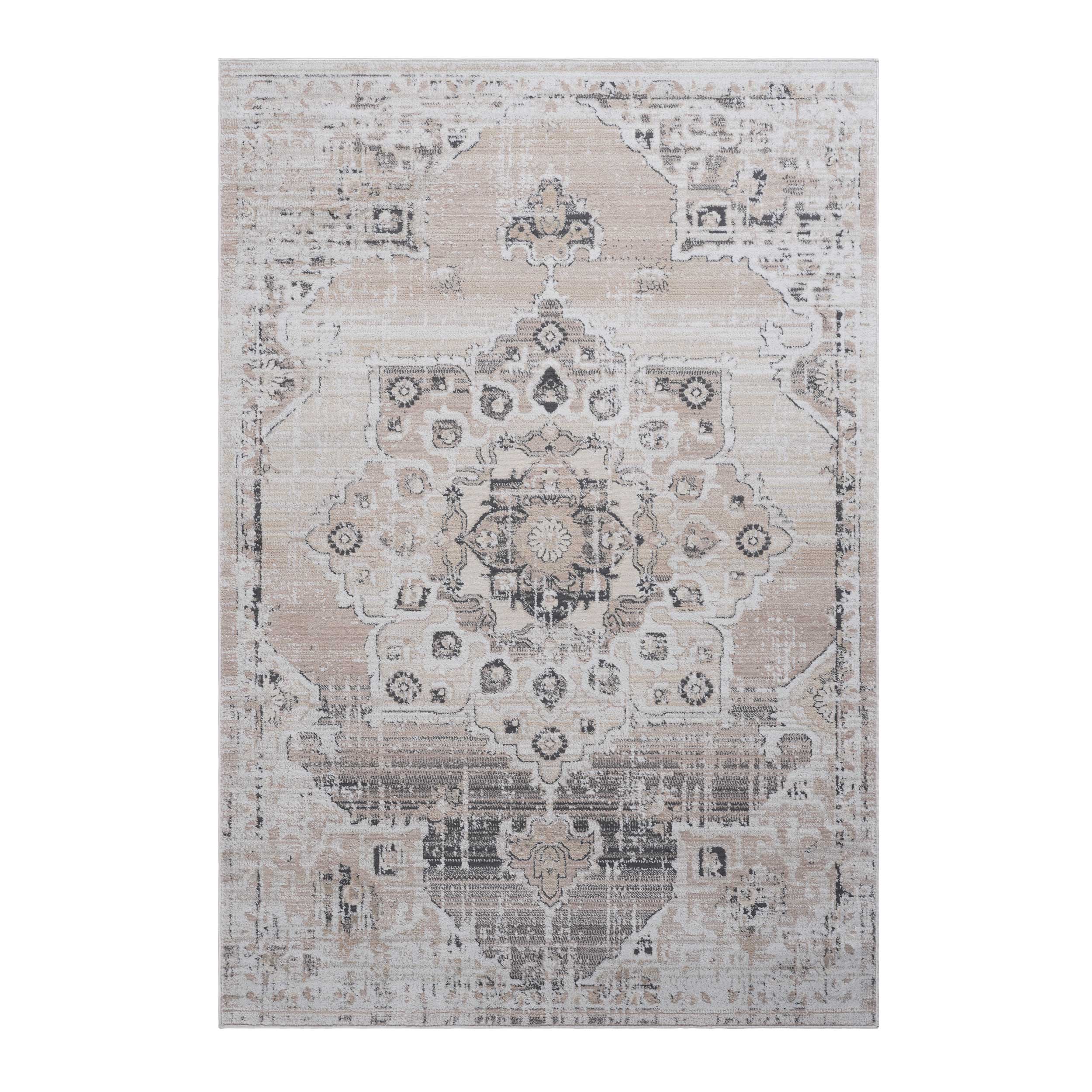 NAAR PAYAS Collection 5X7 Cream/Beige /Medallion Non-Shedding Living Room Bedroom Dining Home Office Stylish and Stain Resistant Area Rug