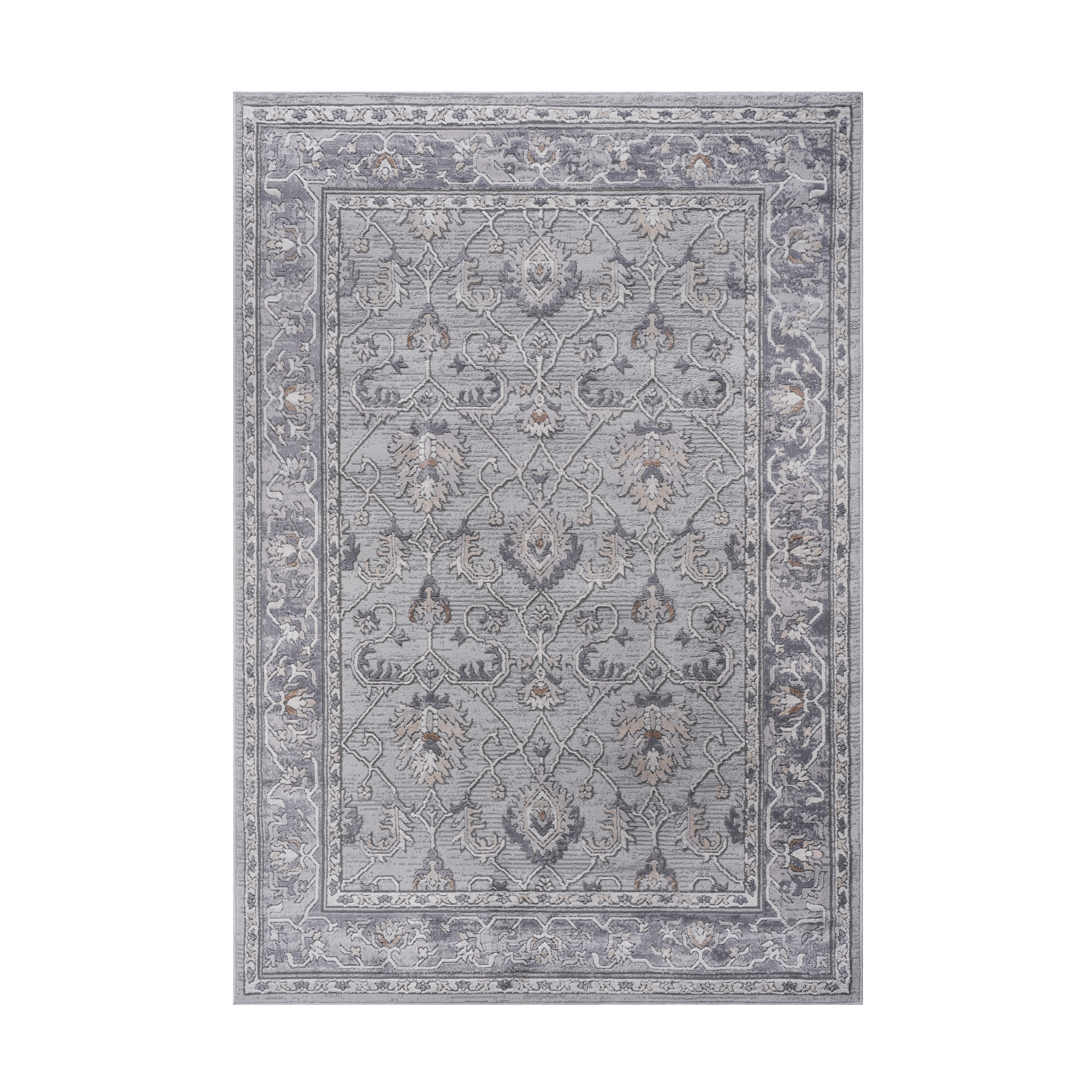 NAAR MARFI Collection 6X9 Ivory/Grey/Oriental Non-Shedding Living Room Bedroom Dining Home Office Stylish and Stain Resistant Area Rug