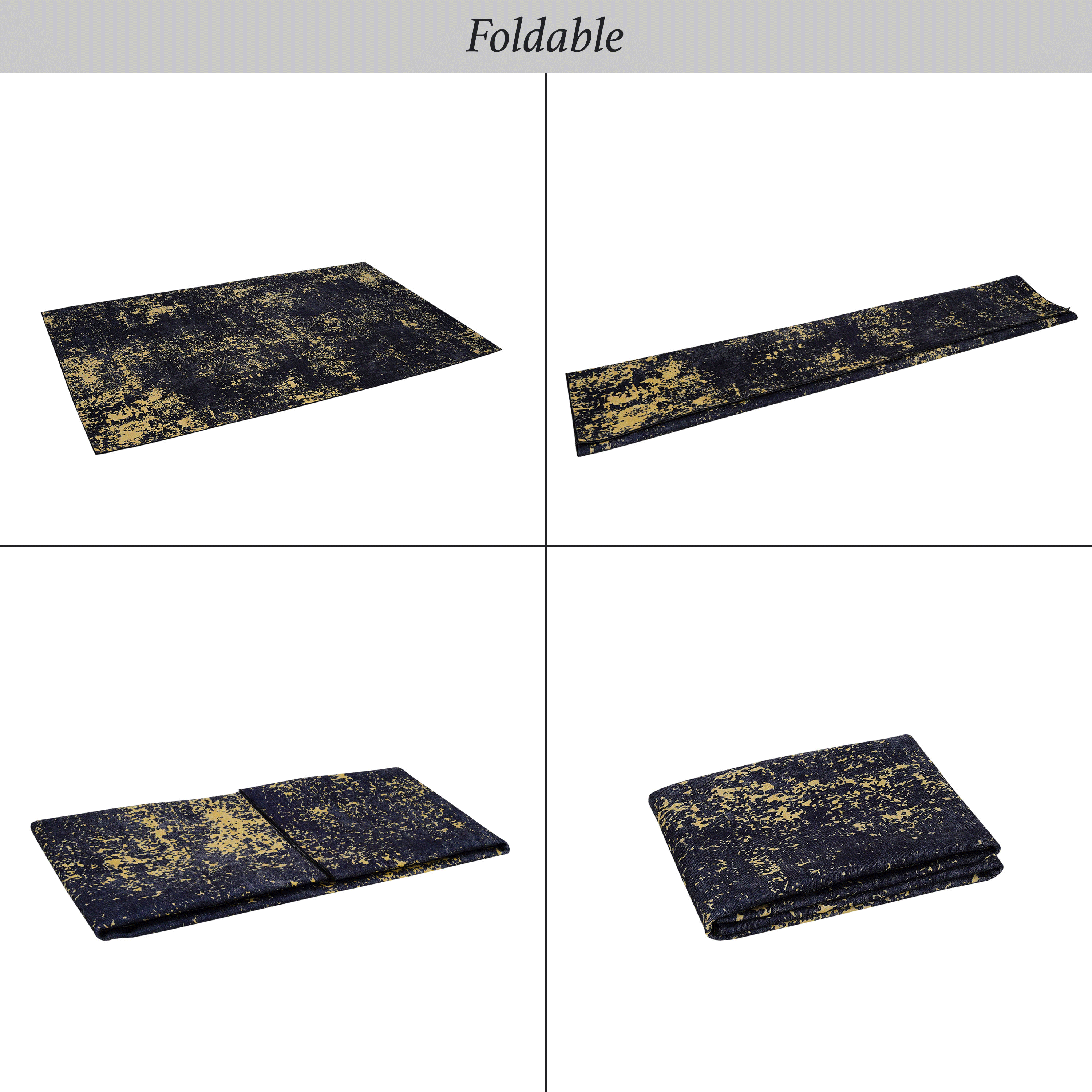 Naar 2x3 Machine Washable Area Rugs, Low-Pile, Non-Slip, Non-Shedding, Foldable, Kid & Pet Friendly - Area Rugs for living room, bedroom, kitchen, dining room rug - Perfect Gift, (Black+Gold, 2' x 3')