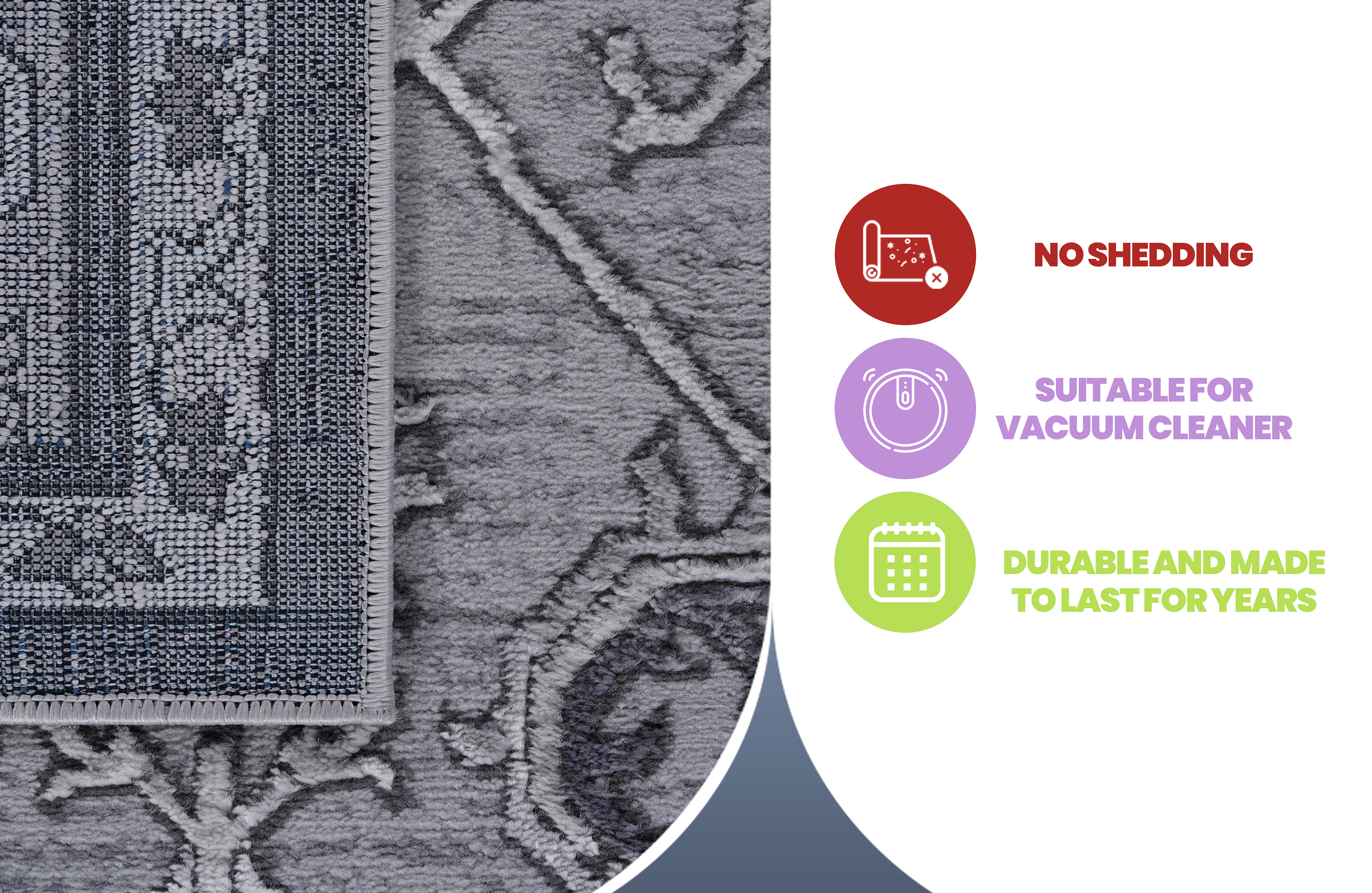 NAAR MARFI Collection 8X10 Grey/Oriental Non-Shedding Living Room Bedroom Dining Home Office Stylish and Stain Resistant Area Rug