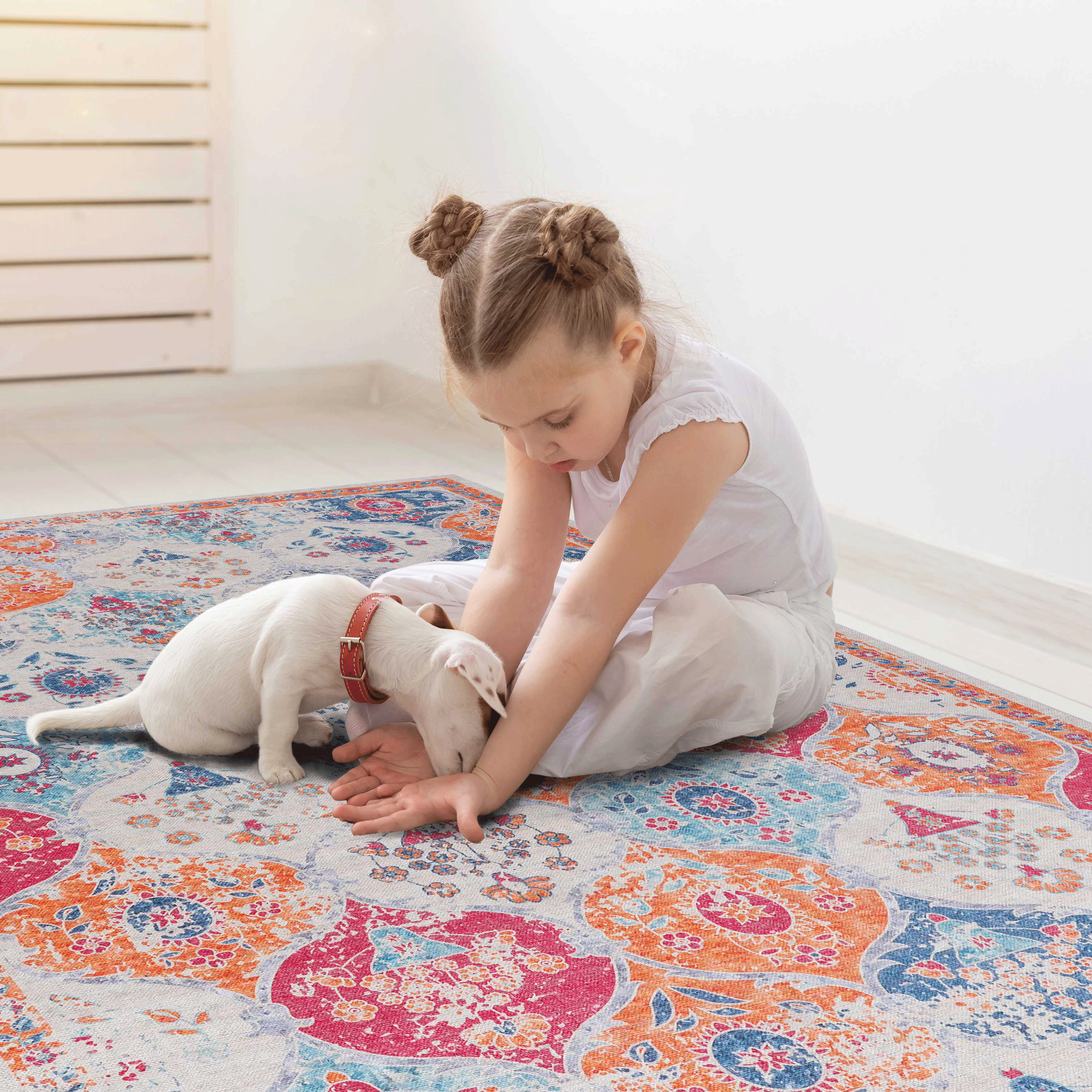 Naar 2x3 Cream Area Rug, Washable Area Rugs, Low-Pile, Non-Slip, Non-Shedding, Foldable, Kid&Pet Friendly, Area Rugs for living room, bedroom, kitchen, dining room rug, Perfect Gifts, (Cream, 2' x 3')