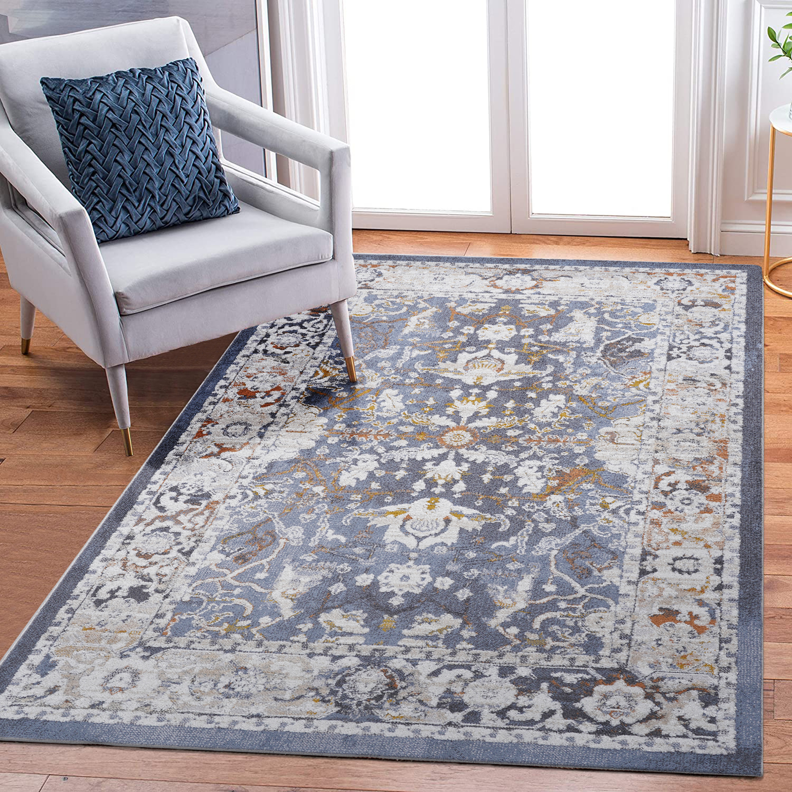 NAAR PAYAS Collection 8X10 Blue/Traditional Non-Shedding Living Room Bedroom Dining Home Office Stylish and Stain Resistant Area Rug