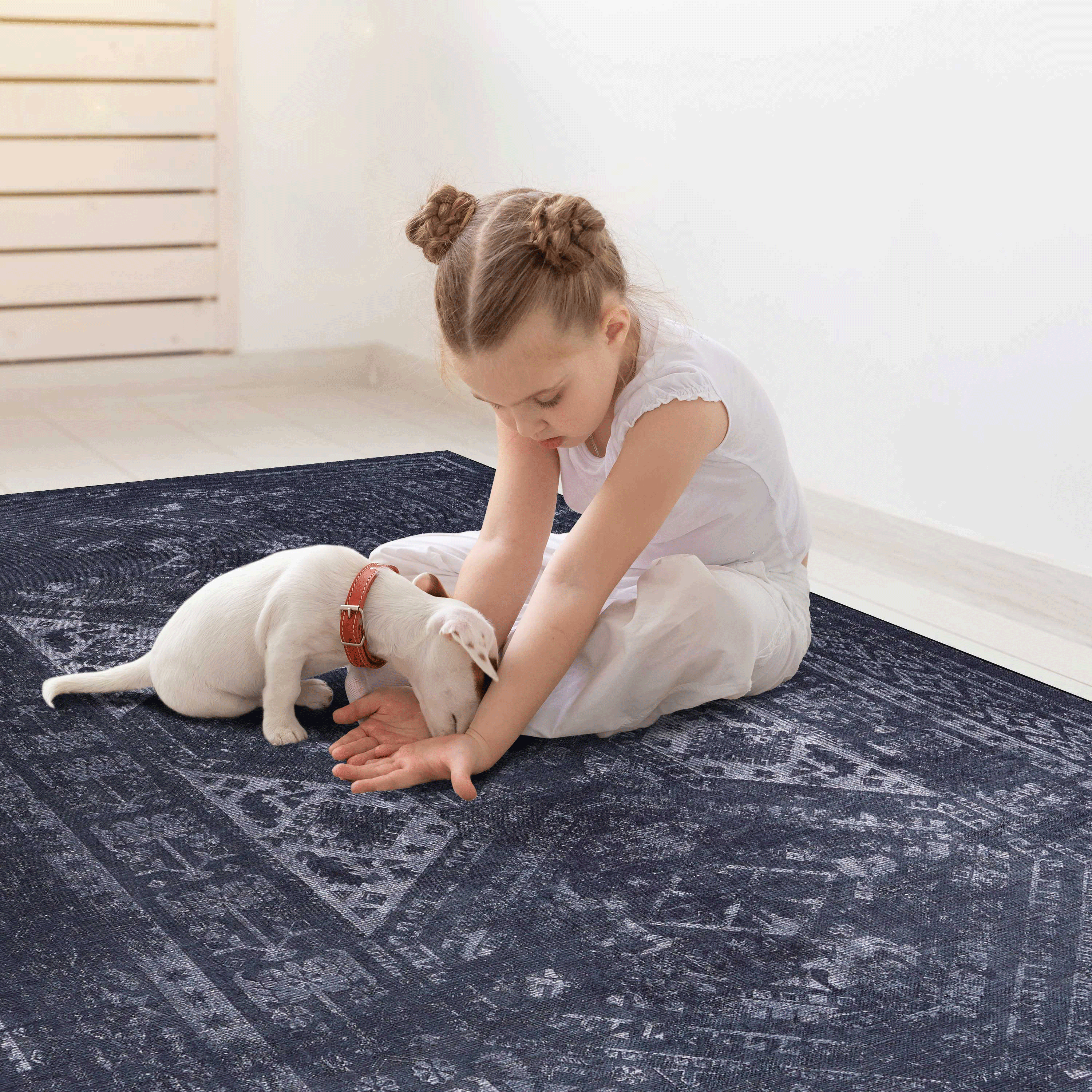 Naar 2x3, Machine Washable Area Rugs, Low-Pile, Non-Slip, Non-Shedding, Foldable, Kid & Pet Friendly - Area Rugs for living room, bedroom, kitchen, dining room rug - Perfect Gift, (Black+ Gray, 2'x3')