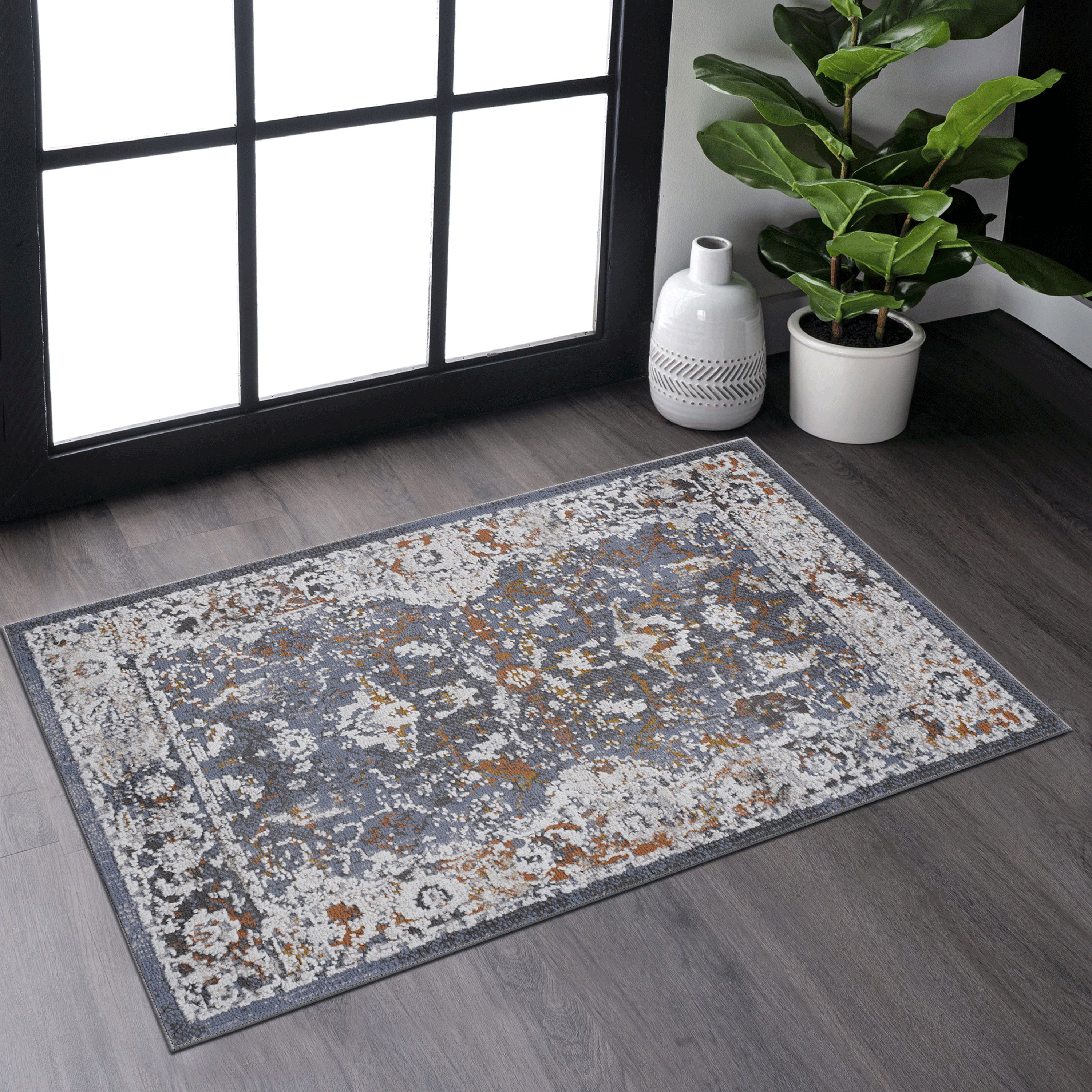 NAAR PAYAS Collection 2X3 Blue/Traditional Non-Shedding Living Room Bedroom Dining Home Office Stylish and Stain Resistant Area Rug