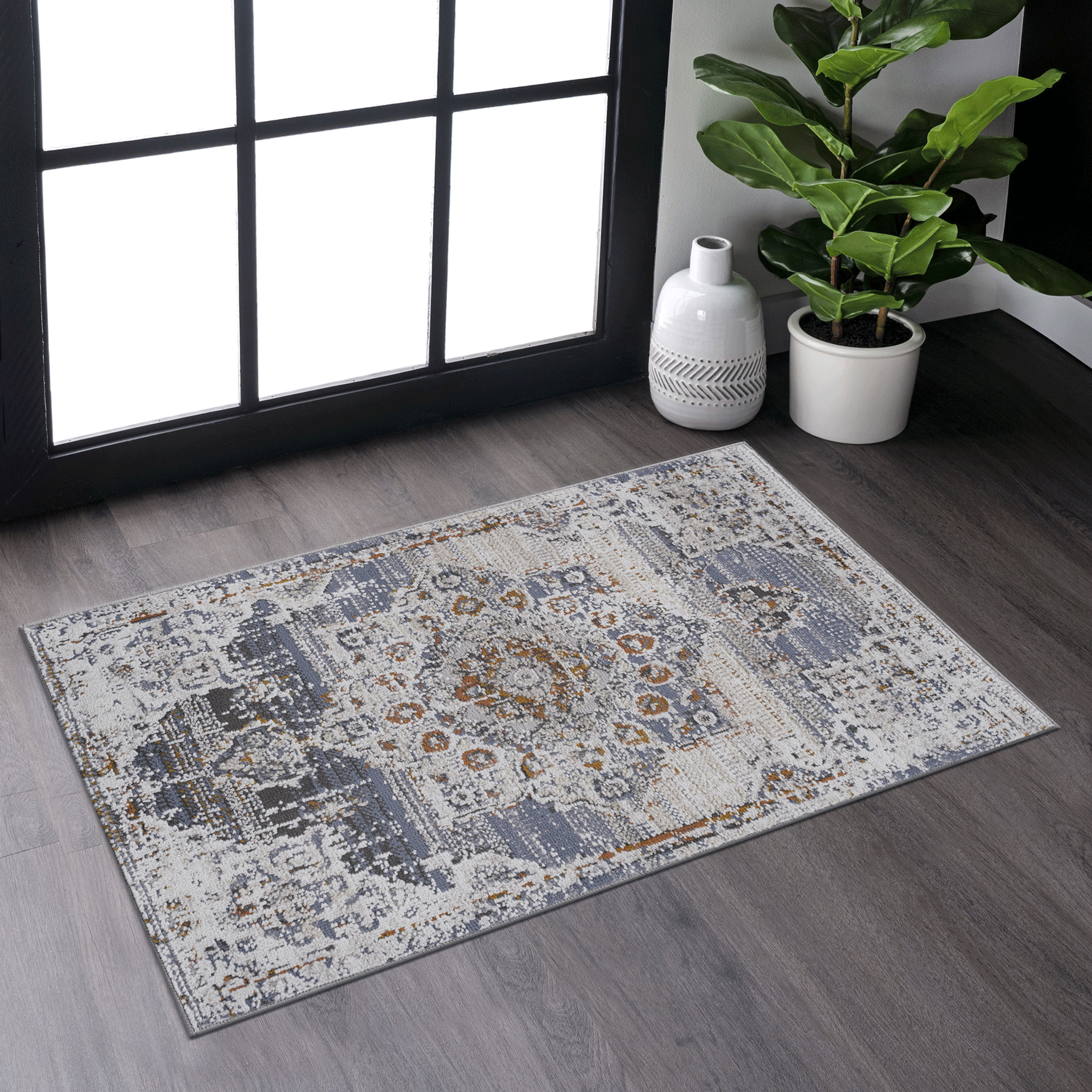 NAAR PAYAS Collection 2X3 Cream/Gold /Medallion Non-Shedding Living Room Bedroom Dining Home Office Stylish and Stain Resistant Area Rug