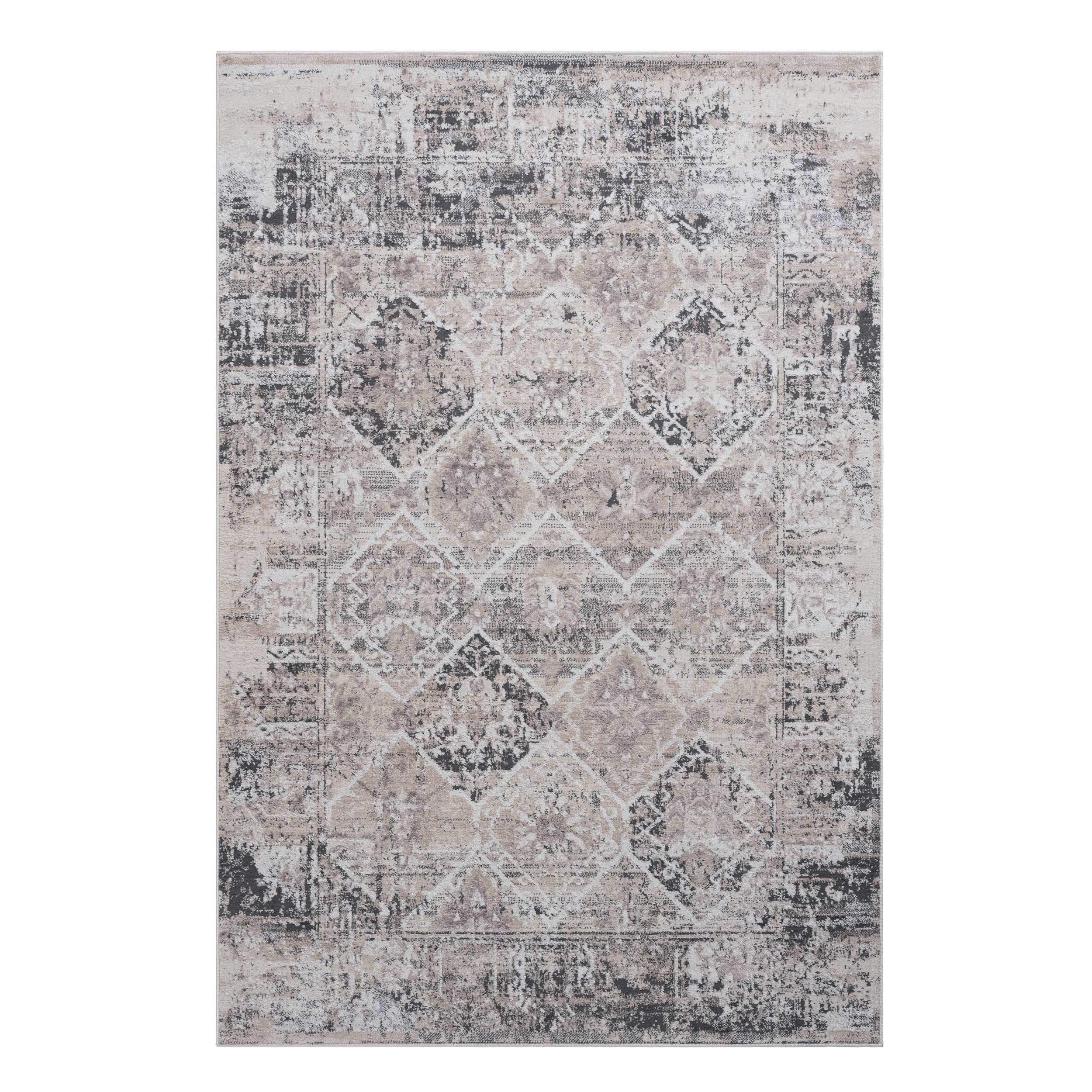 NAAR PAYAS Collection 8X10 Cream/Anthracite /Traditional Non-Shedding Living Room Bedroom Dining Home Office Stylish and Stain Resistant Area Rug