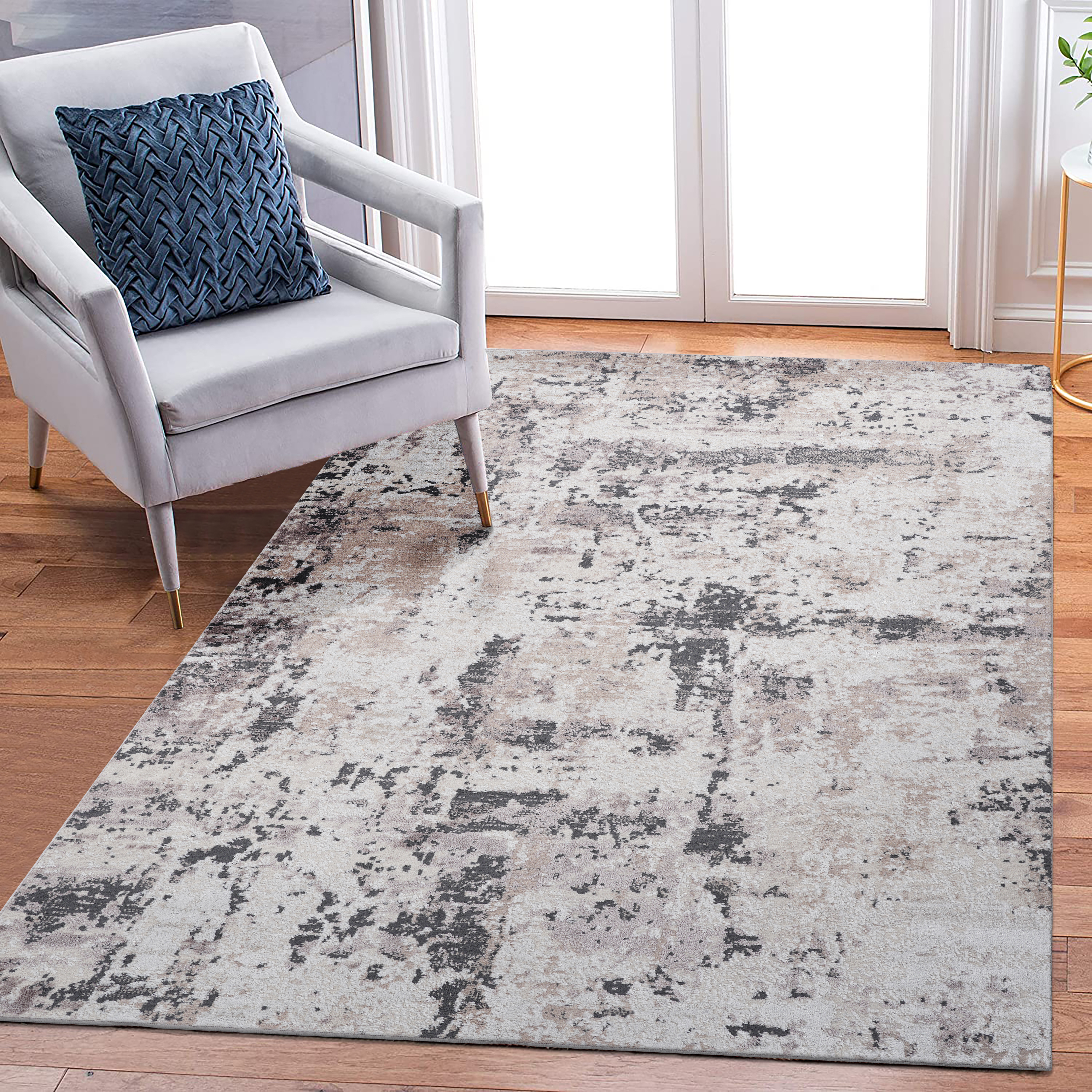 NAAR PAYAS Collection 8X10 Cream/Brown /Abstract Non-Shedding Living Room Bedroom Dining Home Office Stylish and Stain Resistant Area Rug