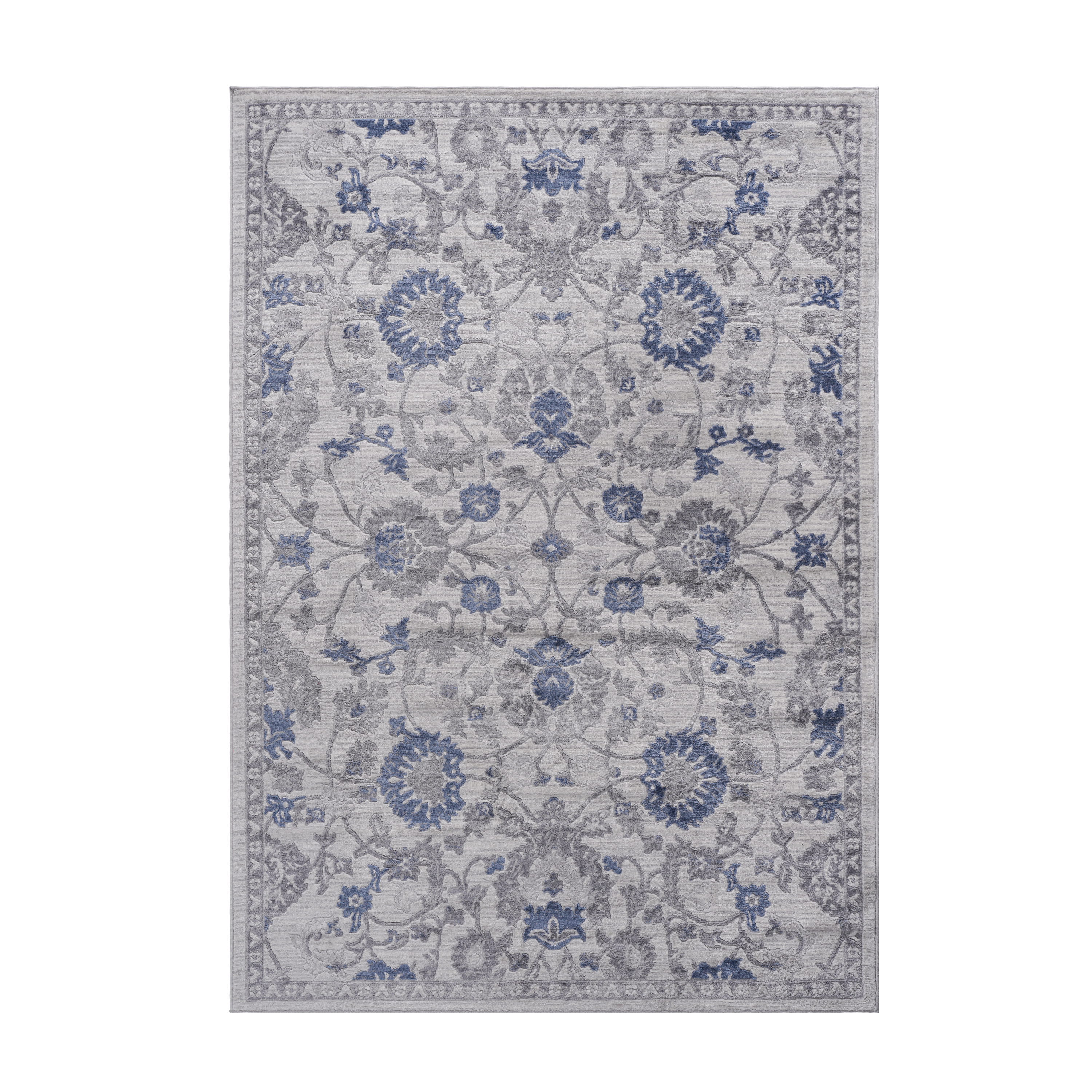 NAAR MARFI Collection 5X7 Blue/Silver/Oriental Non-Shedding Living Room Bedroom Dining Home Office Stylish and Stain Resistant Area Rug