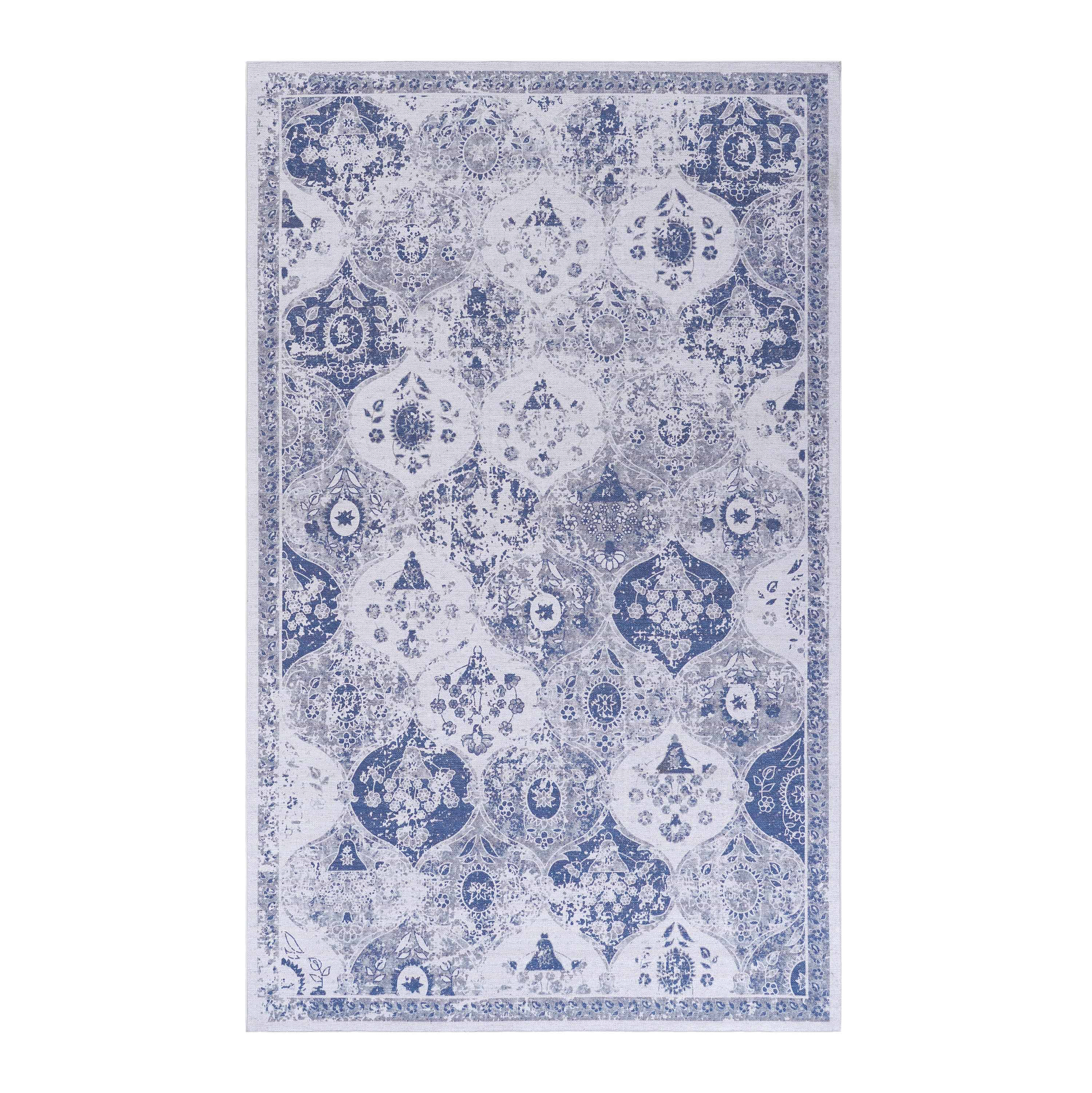 Naar 2x3 Blue Area Rug, Machine Washable Area Rugs, Low-Pile Non-Slip Non-Shedding Foldable Kid&Pet Friendly, Area Rugs for living room, bedroom, kitchen, dining room rug - Perfect Gift, (Blue, 2x3)