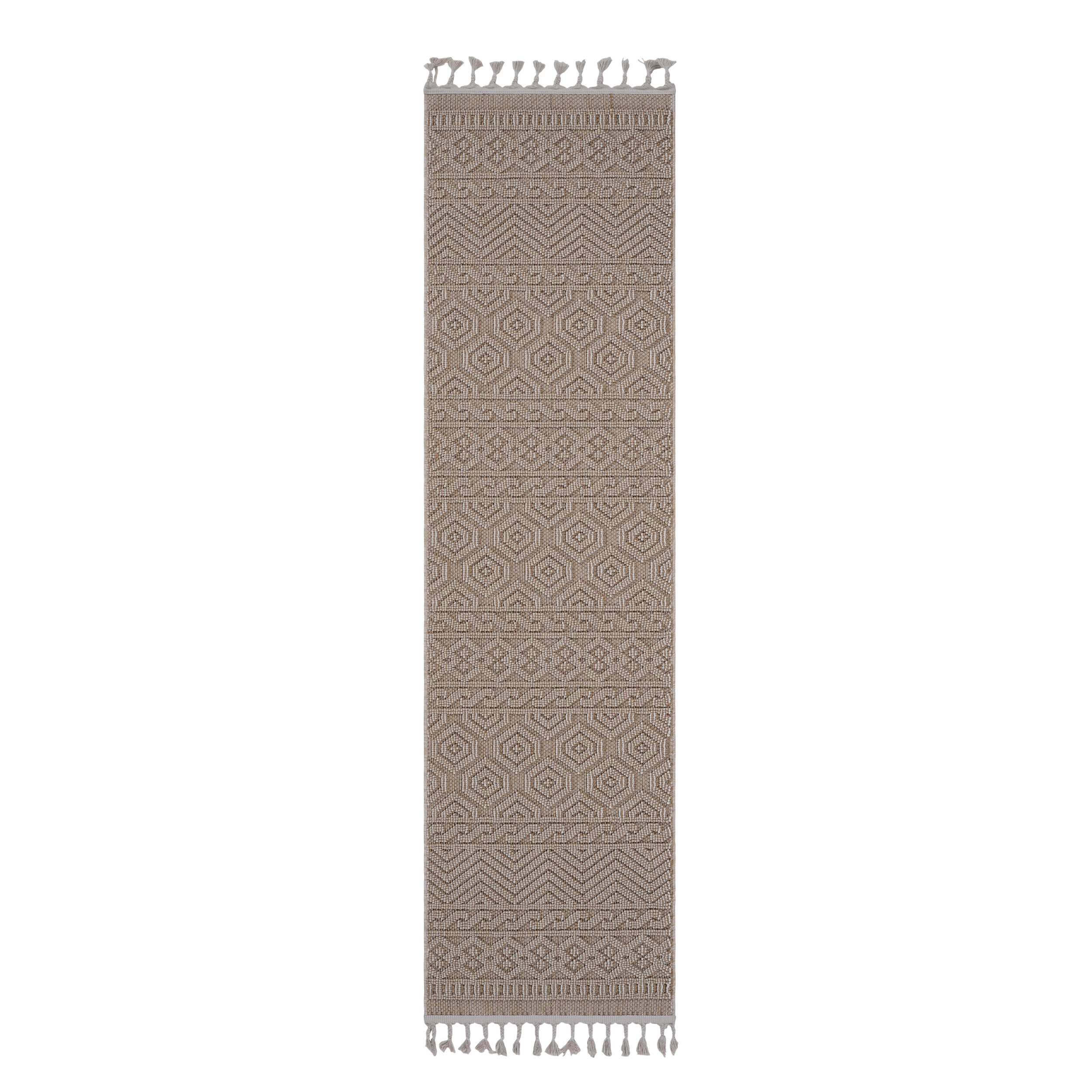 NAAR Guros Collection 2X8 Mocha /Geometric Indoor/Outdoor Area Rug