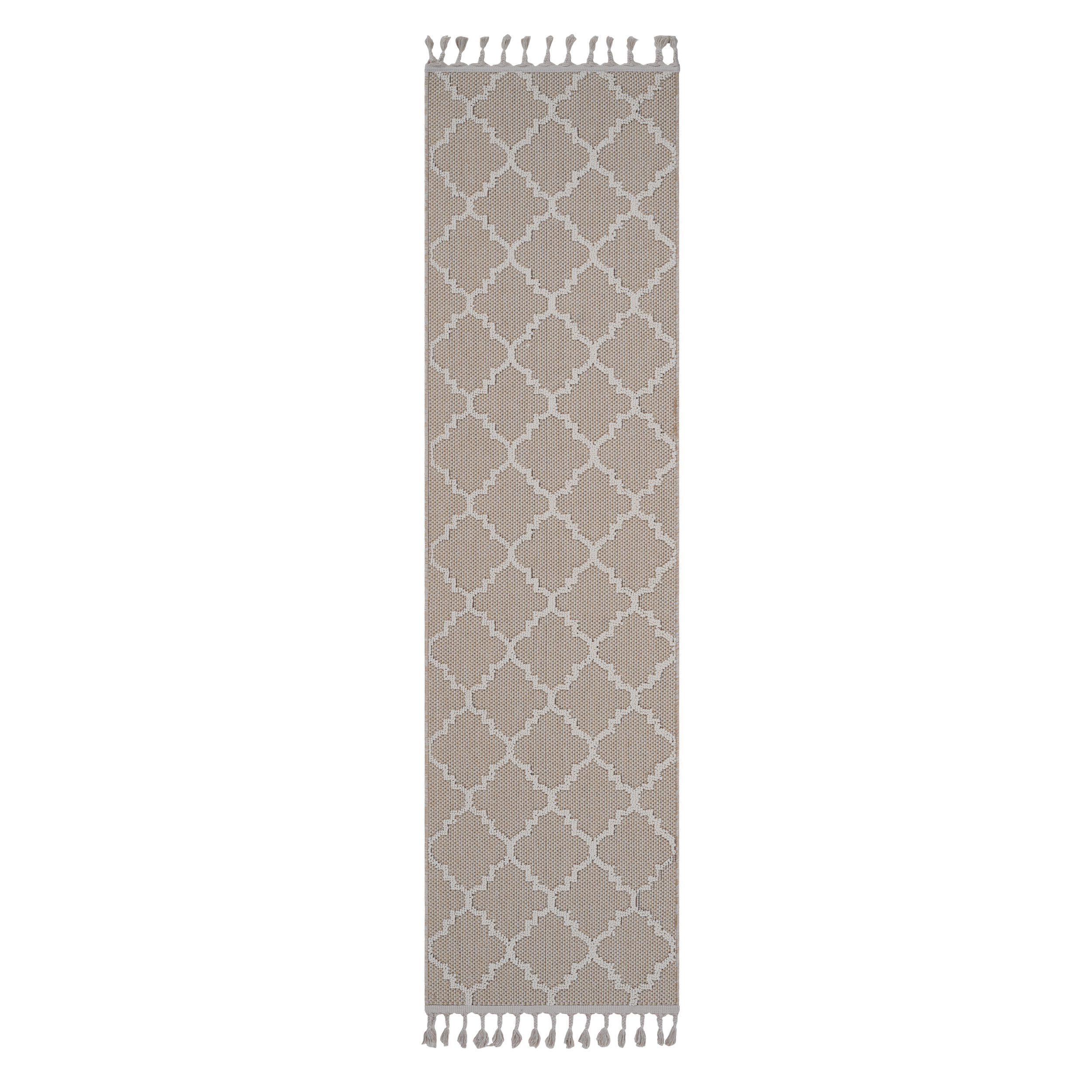 NAAR Guros Collection 2X8 Ivory /Trellis Indoor/Outdoor Area Rug