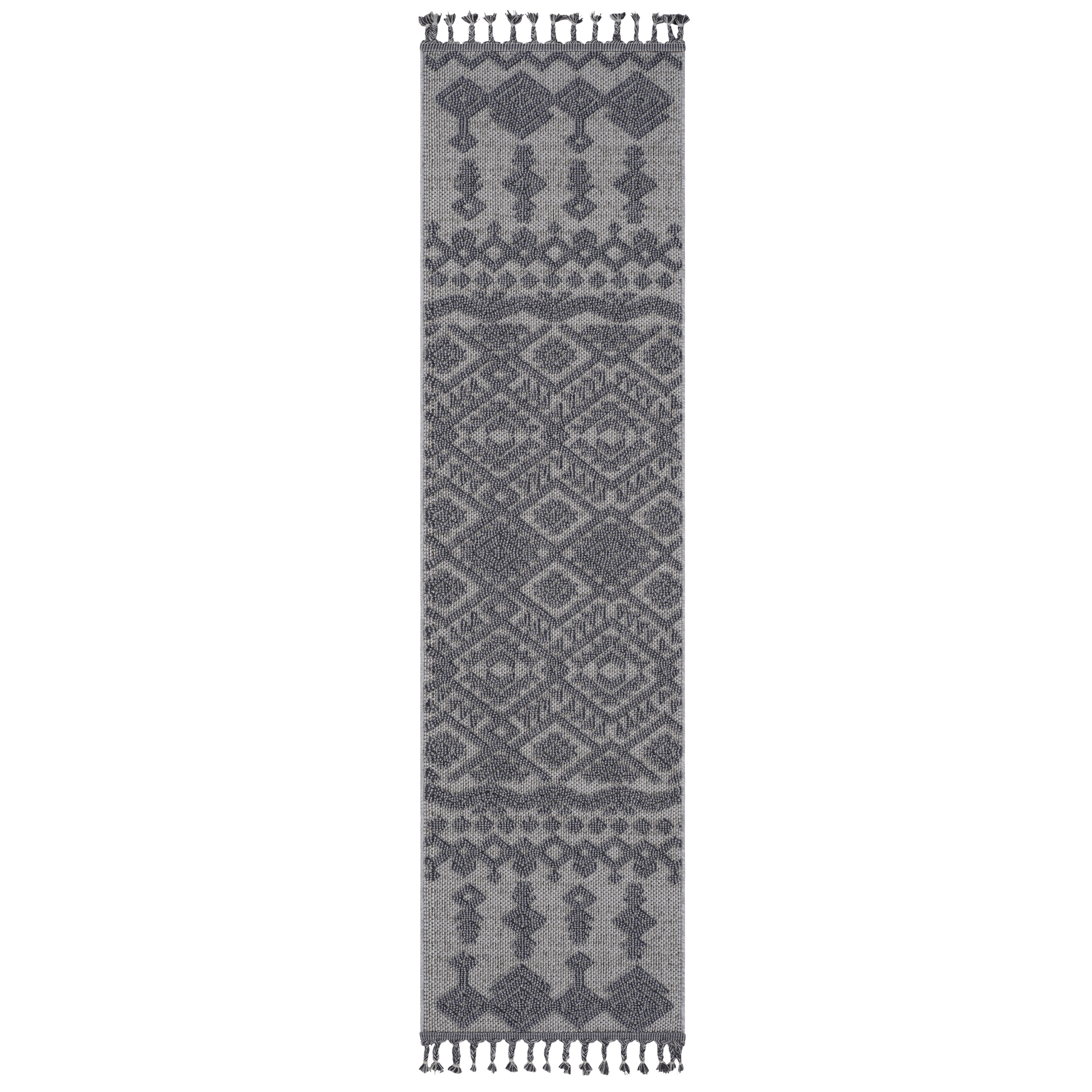 NAAR Guros Collection 2X8 White/Gray /Traditional Indoor/Outdoor Area Rug