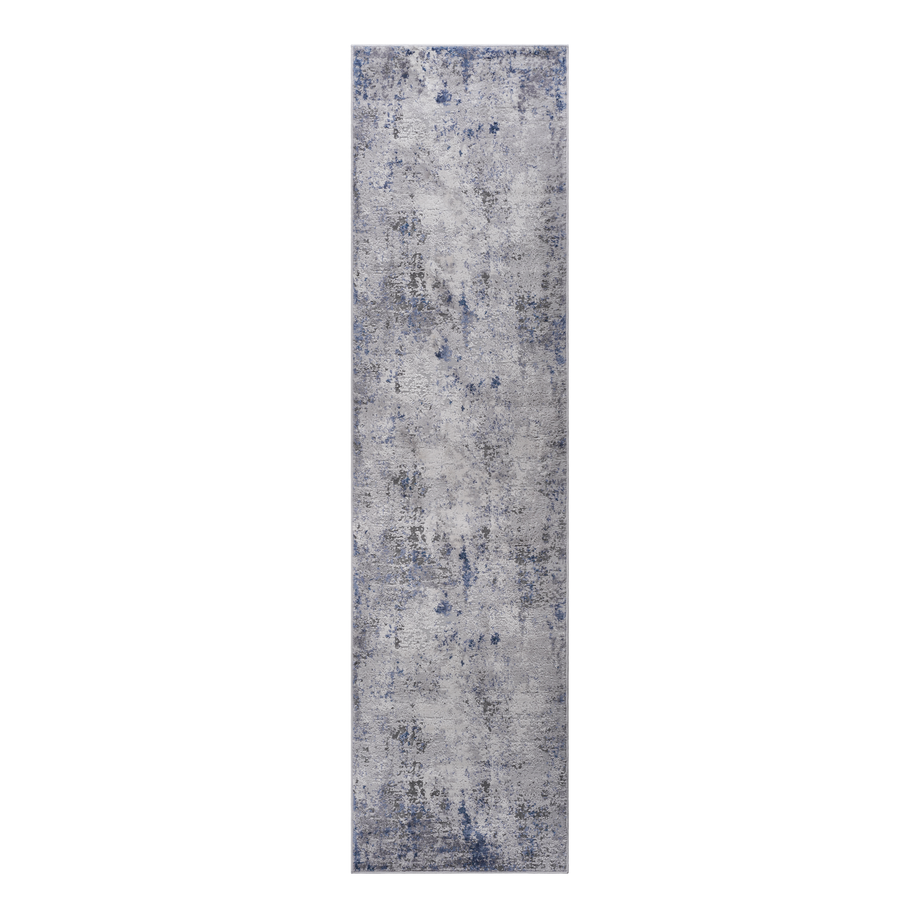 NAAR MARFI Collection 2X8 Silver/Blue/Abstract Non-Shedding Living Room Bedroom Dining Home Office Stylish and Stain Resistant Area Rug