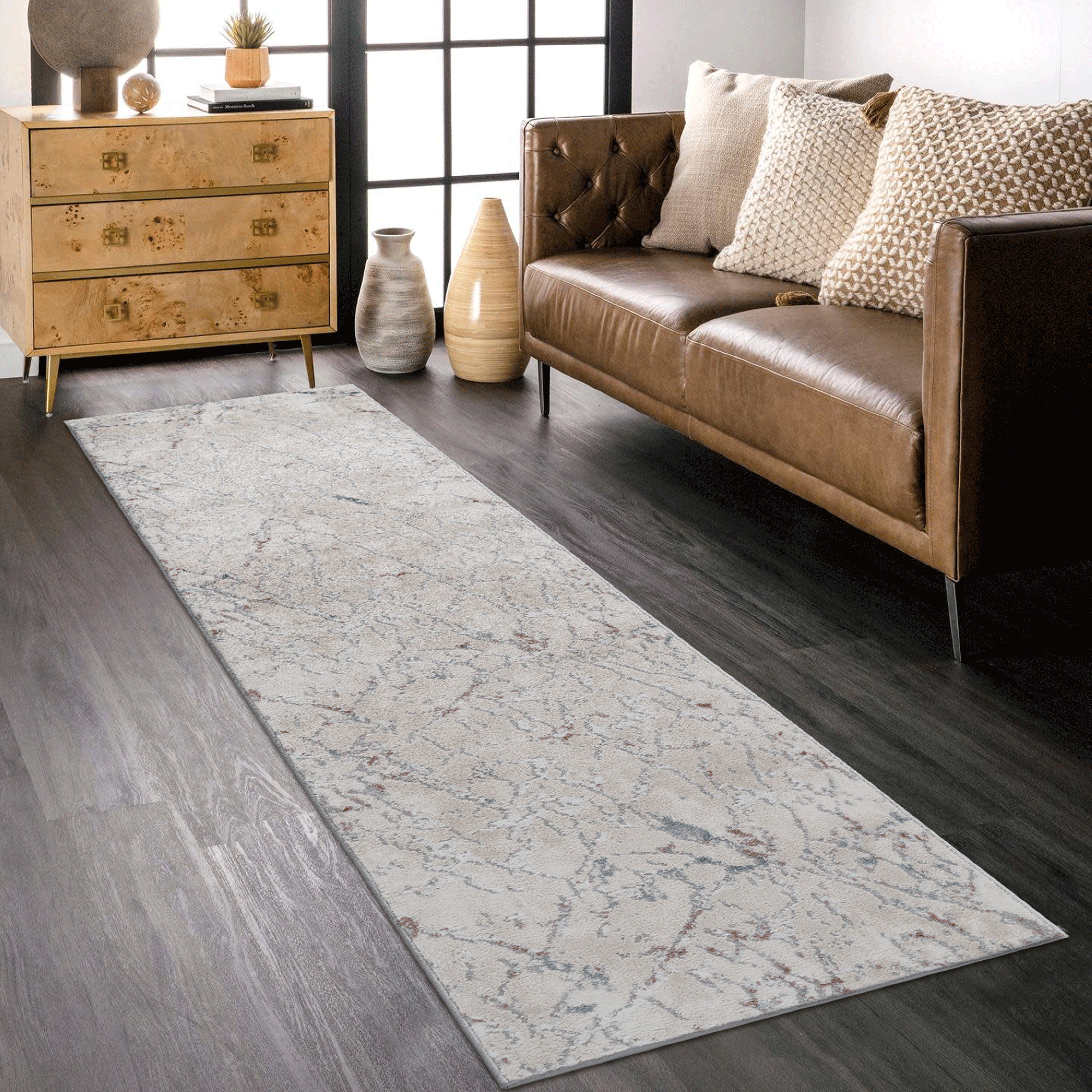 NAAR MARFI Collection 2X8 Multi/Contemporary Non-Shedding Living Room Bedroom Dining Home Office Stylish and Stain Resistant Area Rug