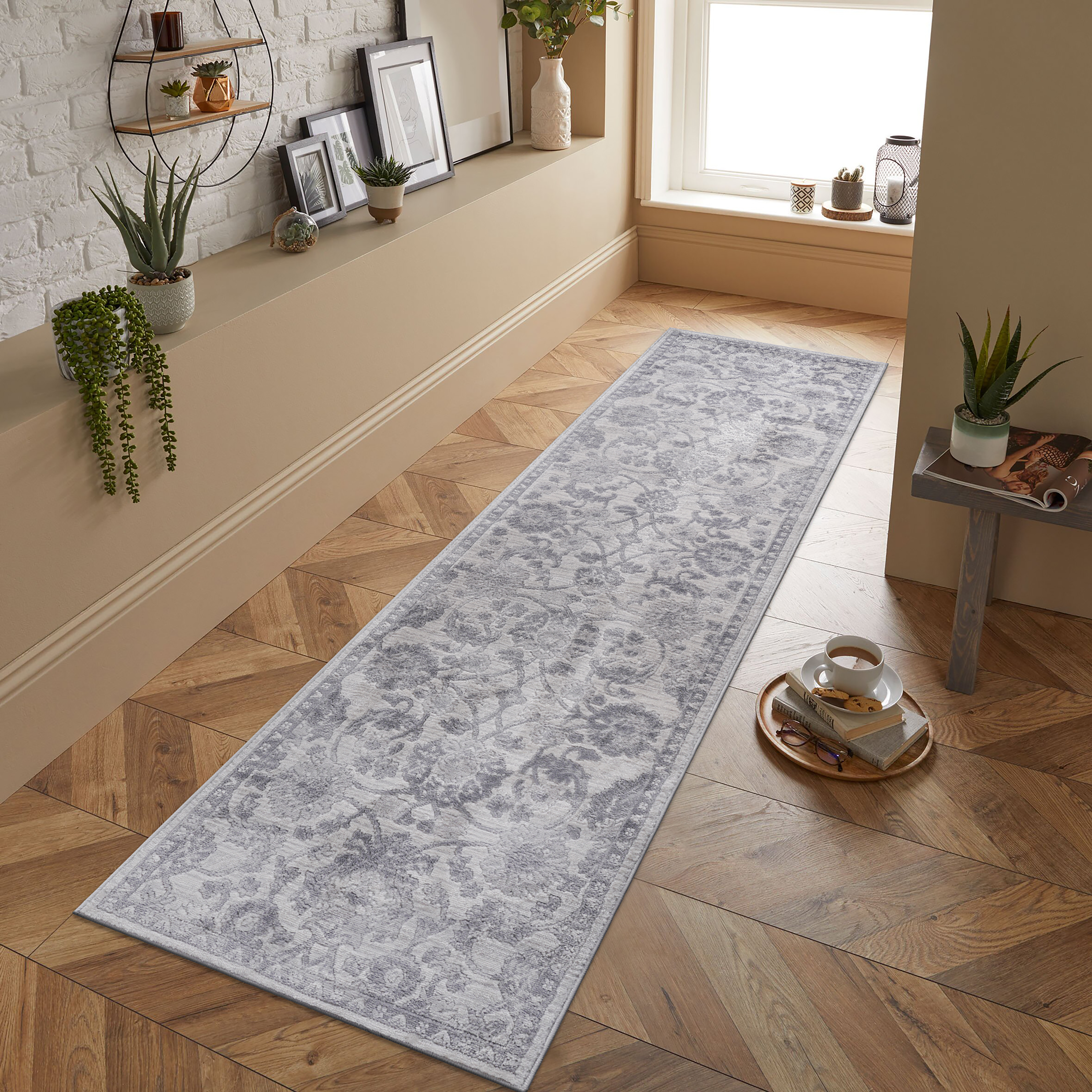 NAAR MARFI Collection 2X8 Grey/Silver/Oriental Non-Shedding Living Room Bedroom Dining Home Office Stylish and Stain Resistant Area Rug